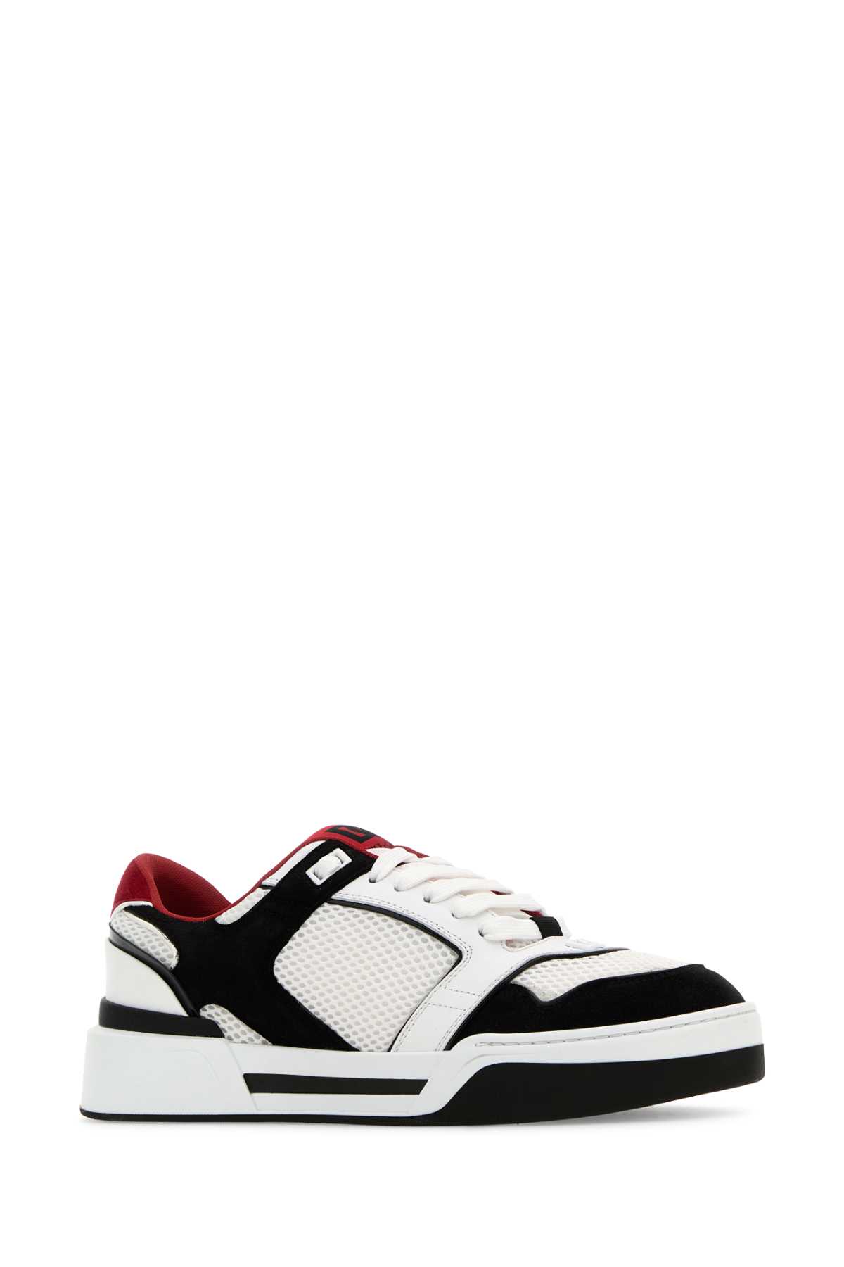 Shop Dolce & Gabbana Multicolor Leather And Mesh New Roma Sneakers In Nerobianco