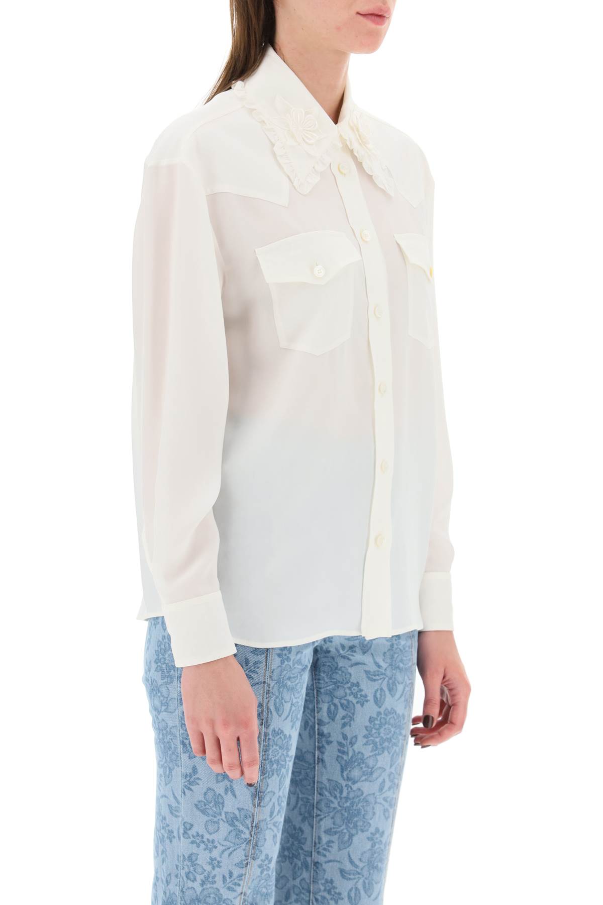 Shop Alessandra Rich Silk Shirt In White (white)