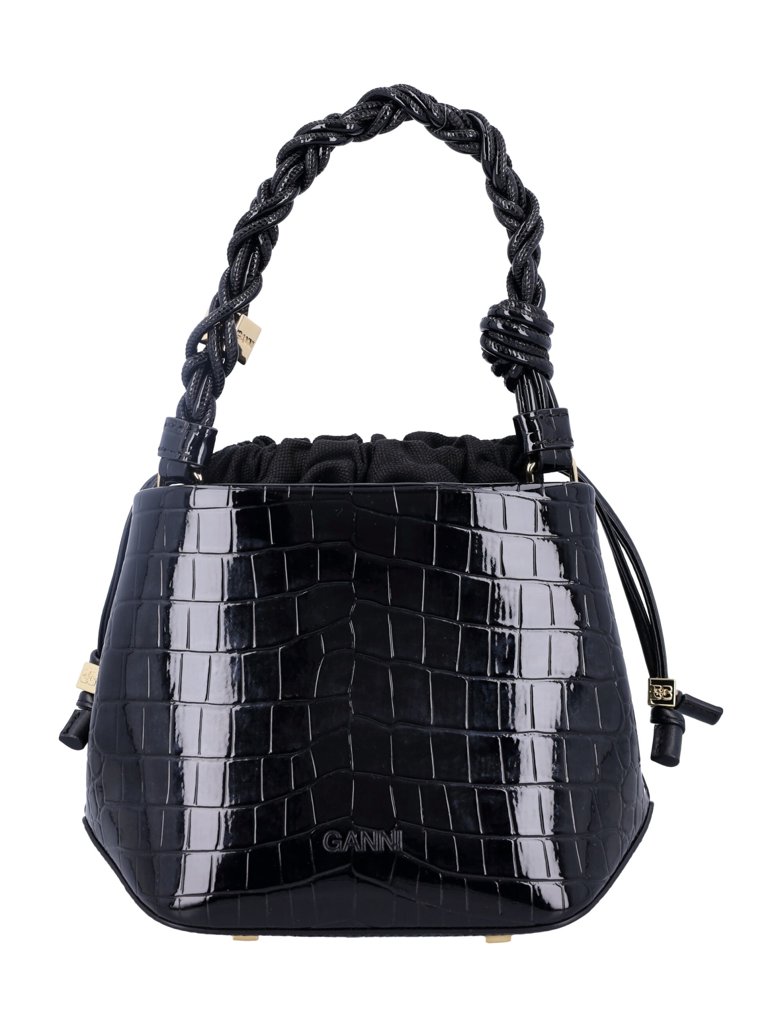 Shop Ganni Bou Bucket Bag In Black