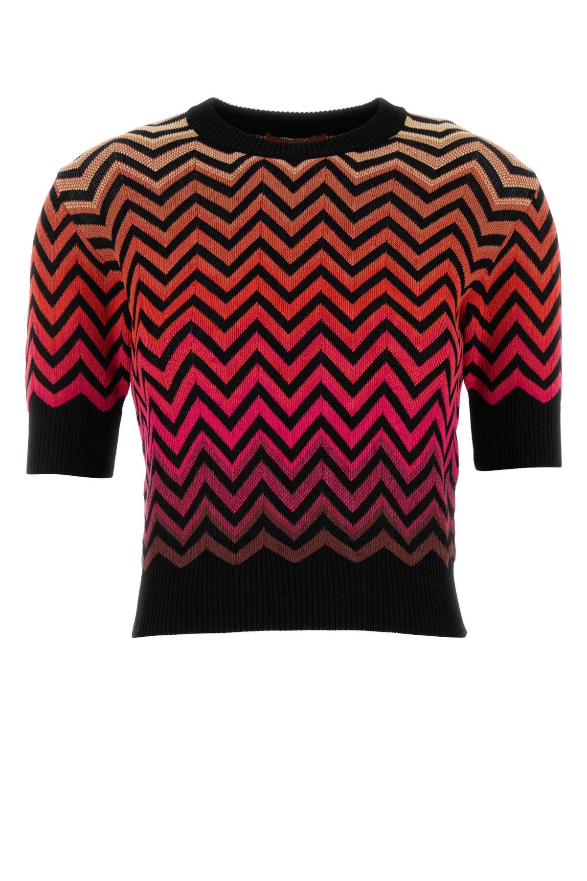 Missoni Embroidered Cotton And Viscose Sweater In Multicblkredfucsi
