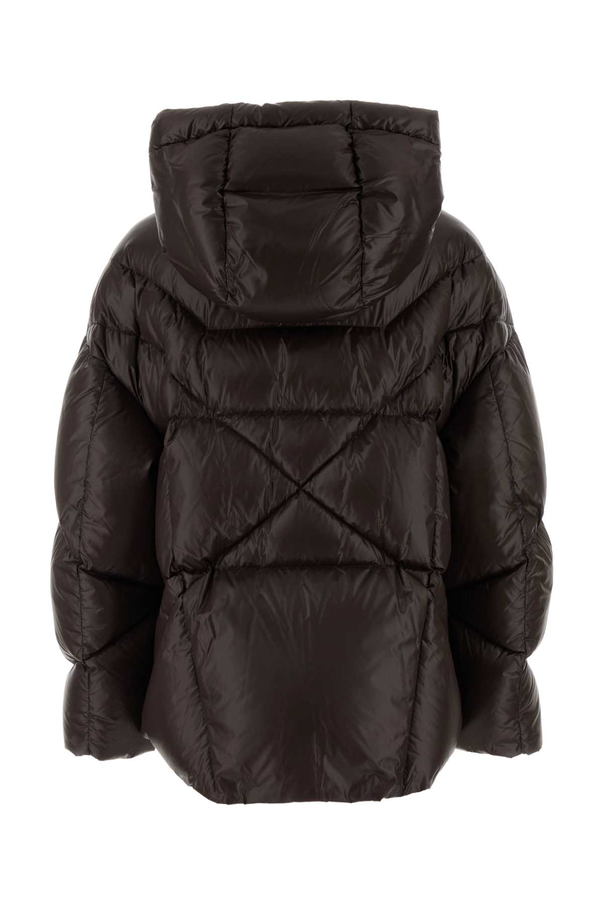 Khrisjoy Chocolate Nylon Milano Down Jacket In Brown