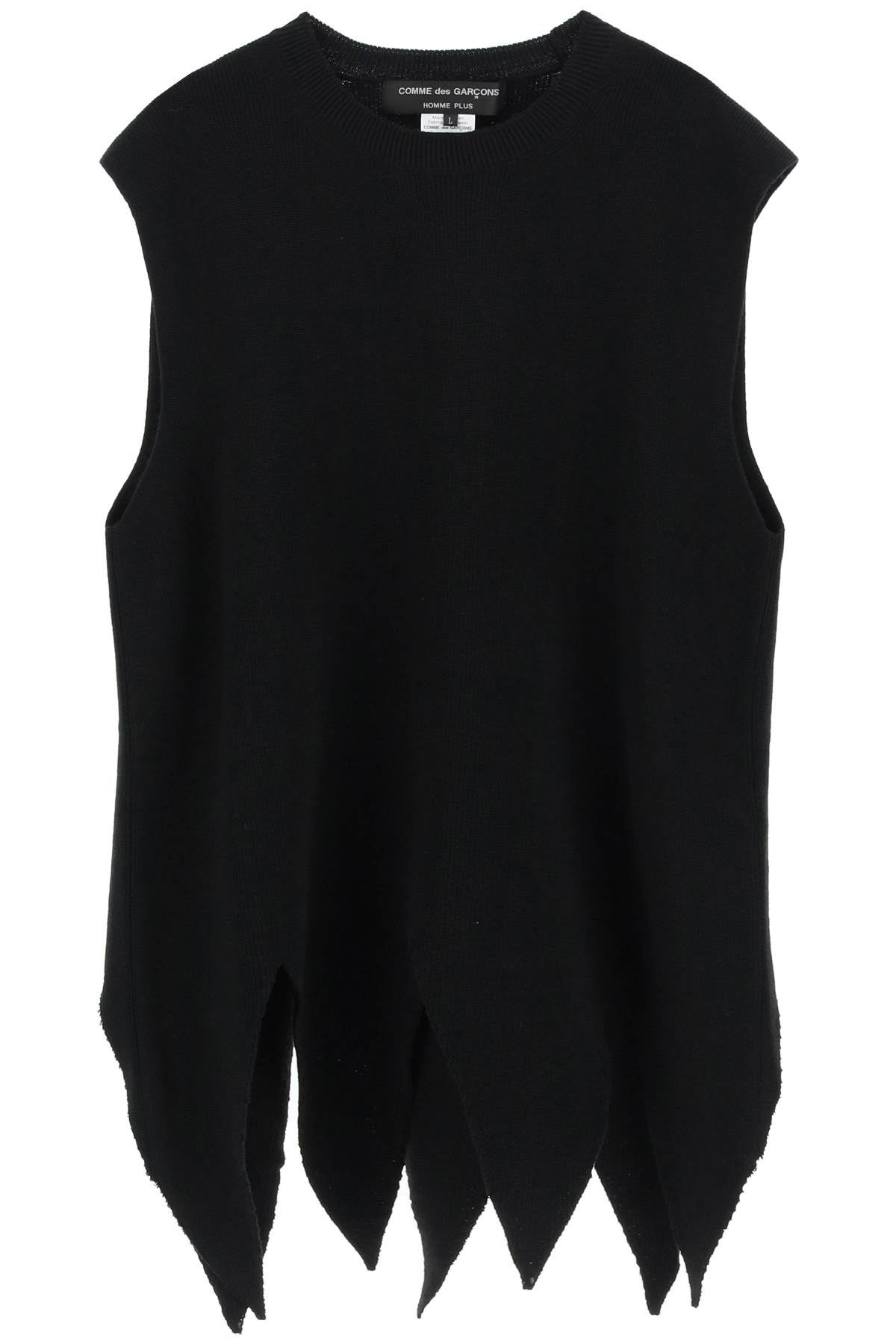 COMME DES GARÇONS HOMME DEUX SLEEVELESS PULLOVER WITH FRAYED SPIKED HEM