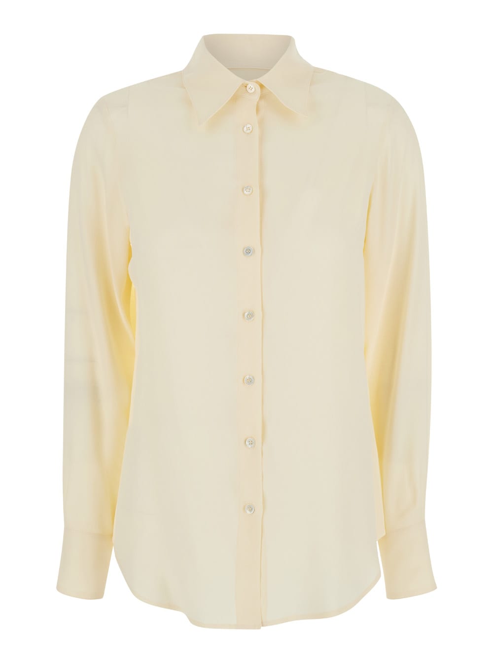 Beige Shirt With Pointed Collar In Silk Blend Woman