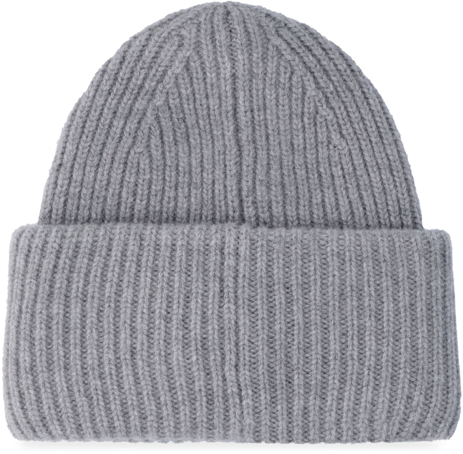 Shop Acne Studios Ribbed Knit Beanie In Grey