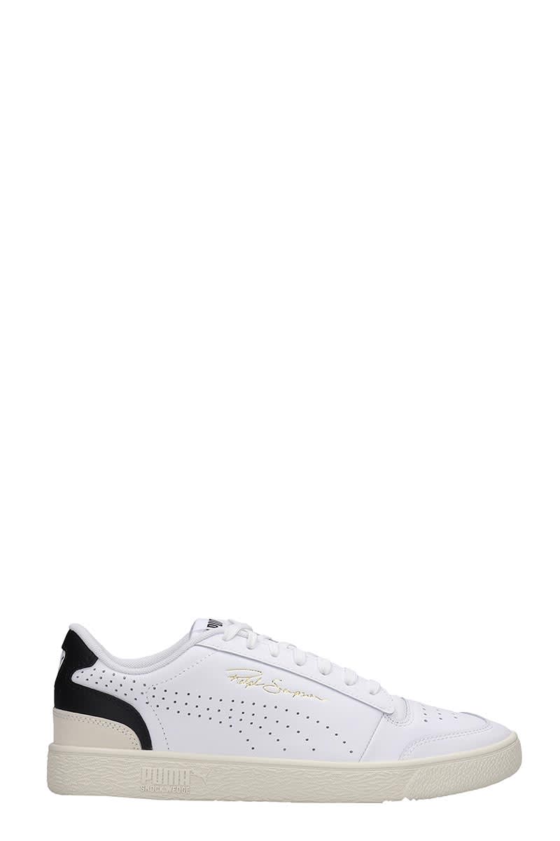 PUMA RALPH SAMPSON SNEAKERS IN WHITE LEATHER,11205894