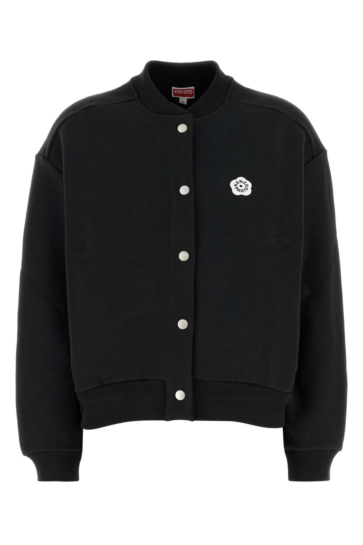 Black Stretch Cotton Bomber Jacket