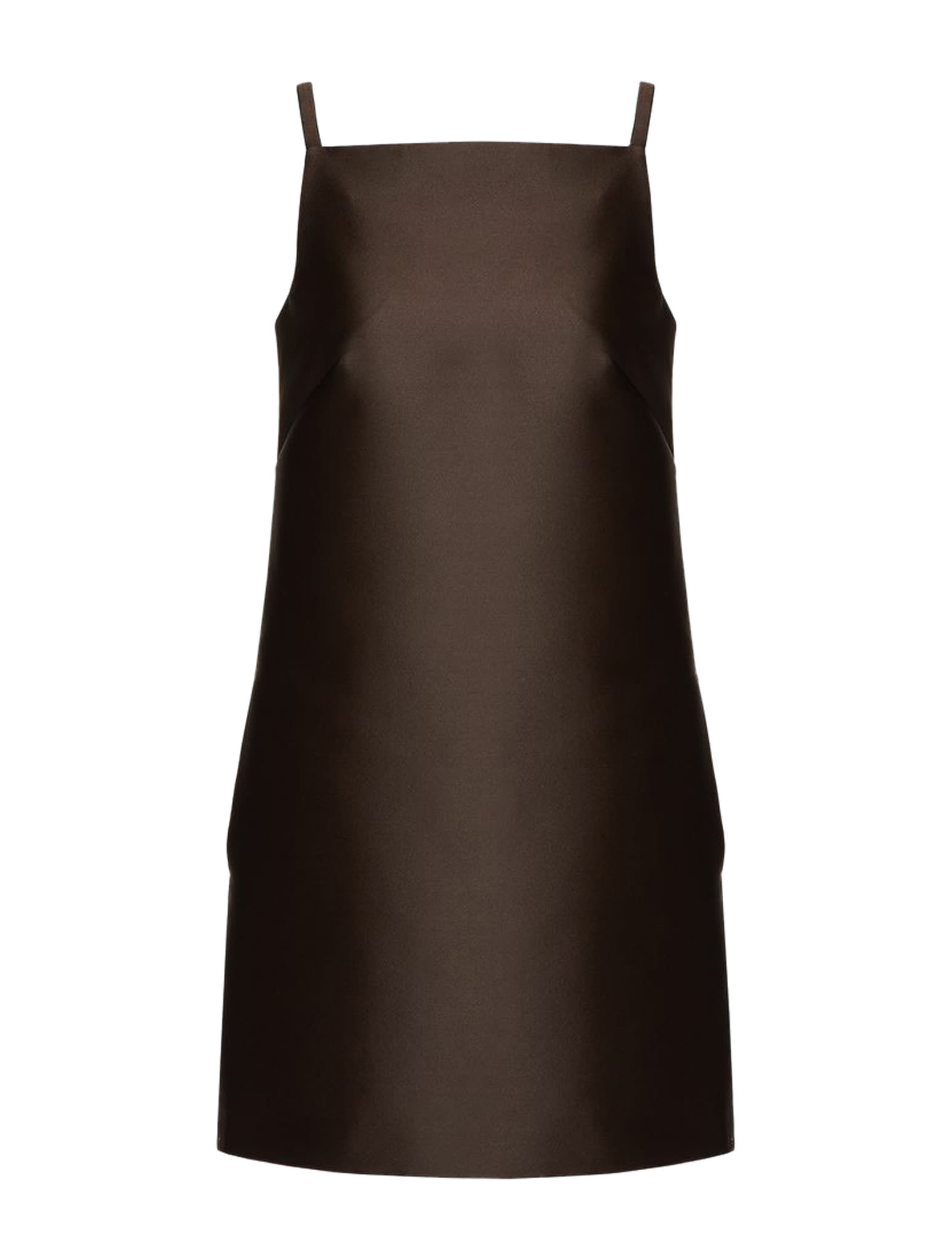 Valentino Brown Techno Duchesse Minidress In Ebano