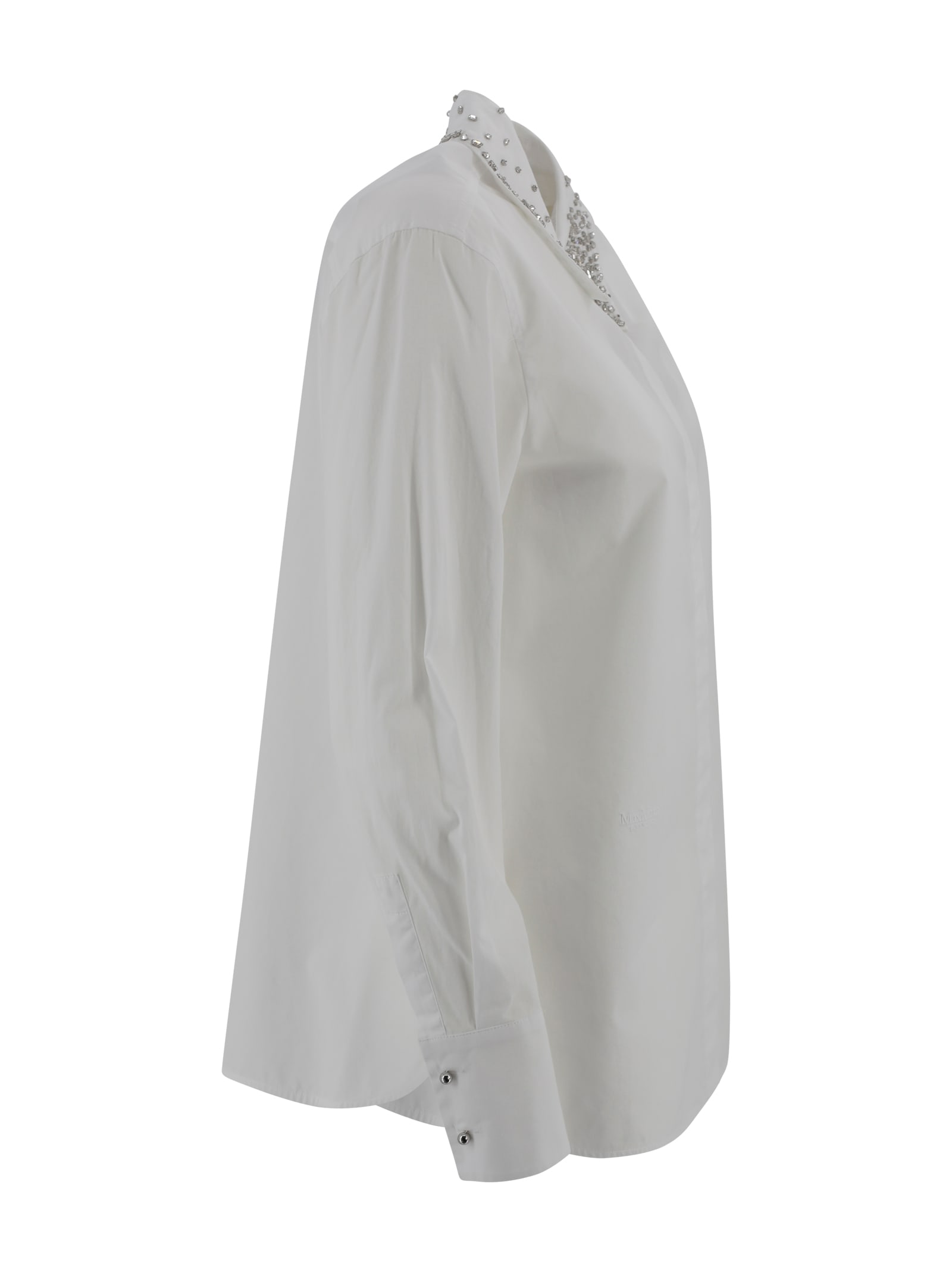 Max Mara Poplin Shirt With Crystals In White