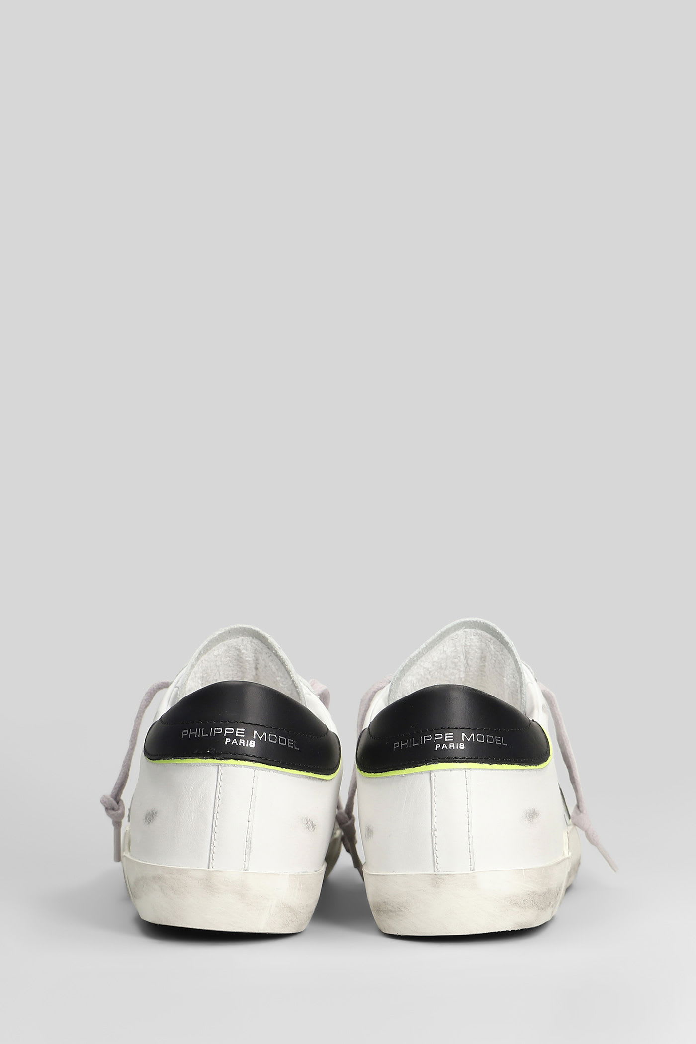 Philippe Model Prsx Low Sneakers In White Leather In Animal Print