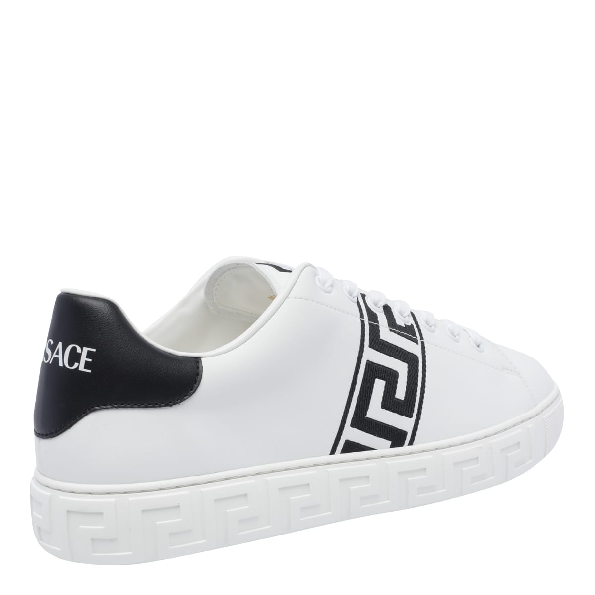 Shop Versace Greca Sneakers In White