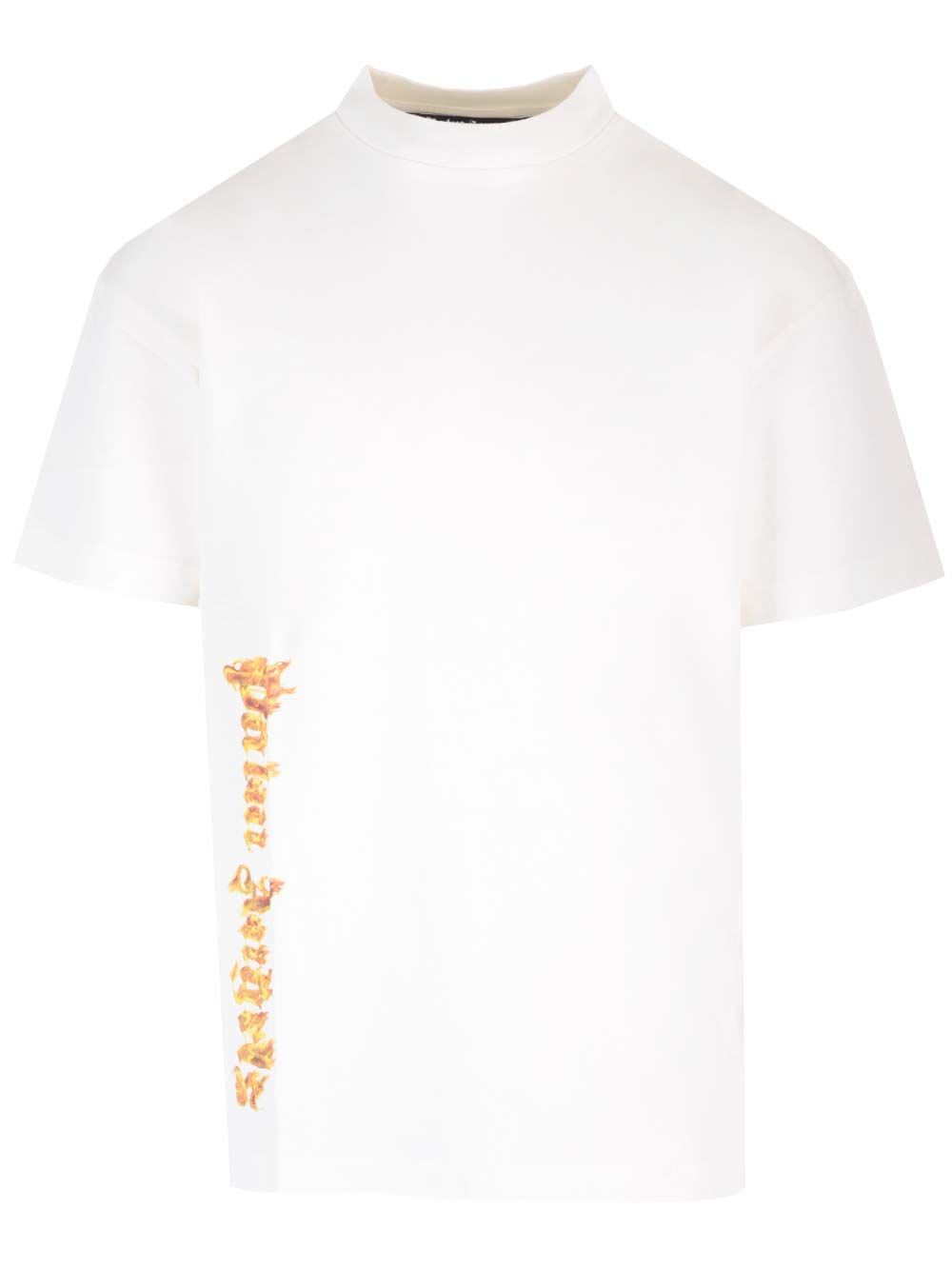 Shop Palm Angels Burning Palm T-shirt In White