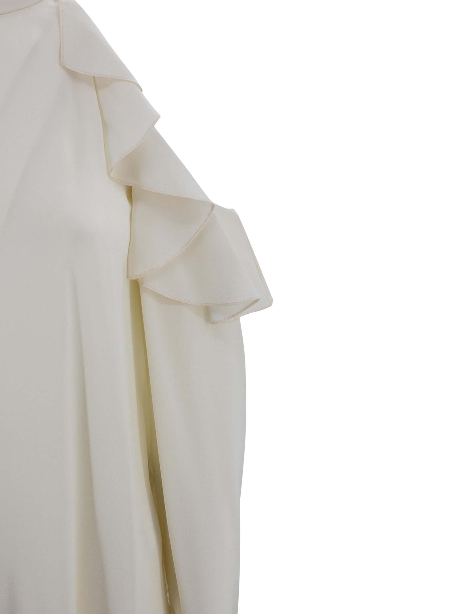 Etro Silk Top With Open Shoulders And Ruffles In White