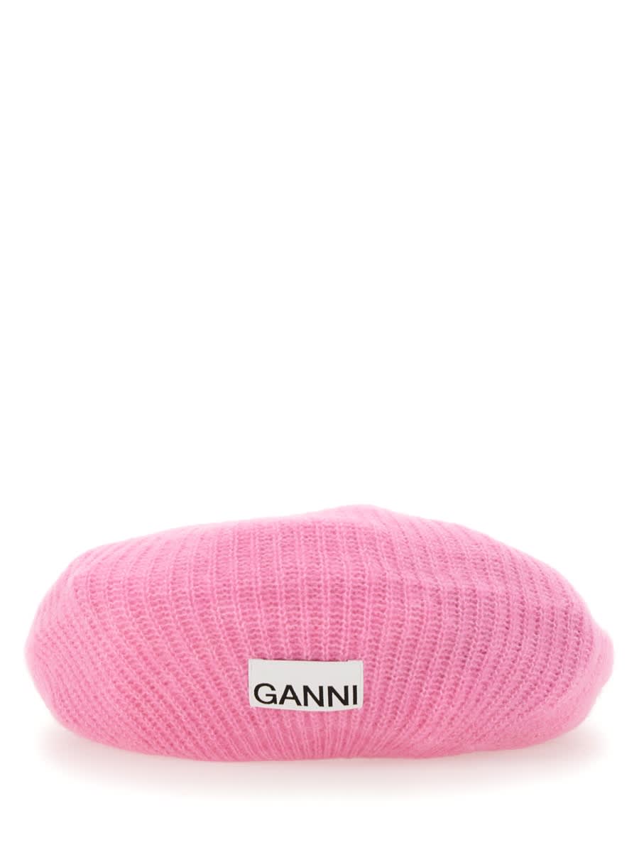 Shop Ganni Cap With Logo In Fuchsia