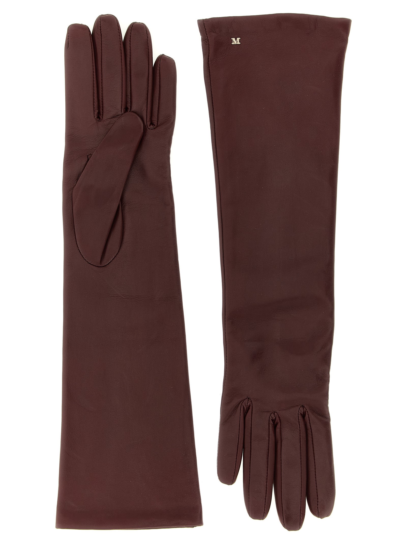 Max Mara Long Length Five-finger Gloves In Brown