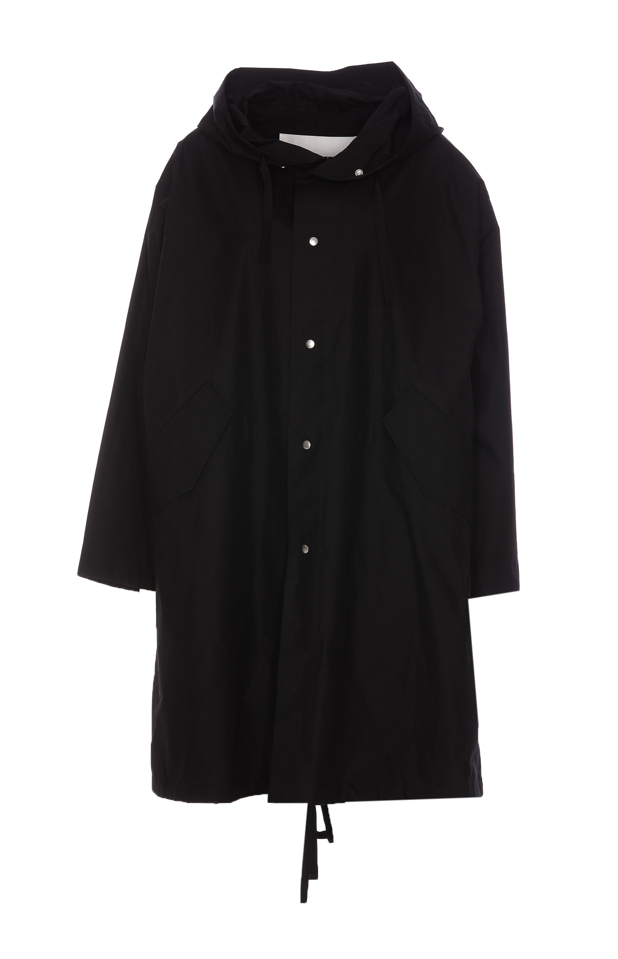 Jil Sander Logo Printed Cotton Canvas Parka In Black