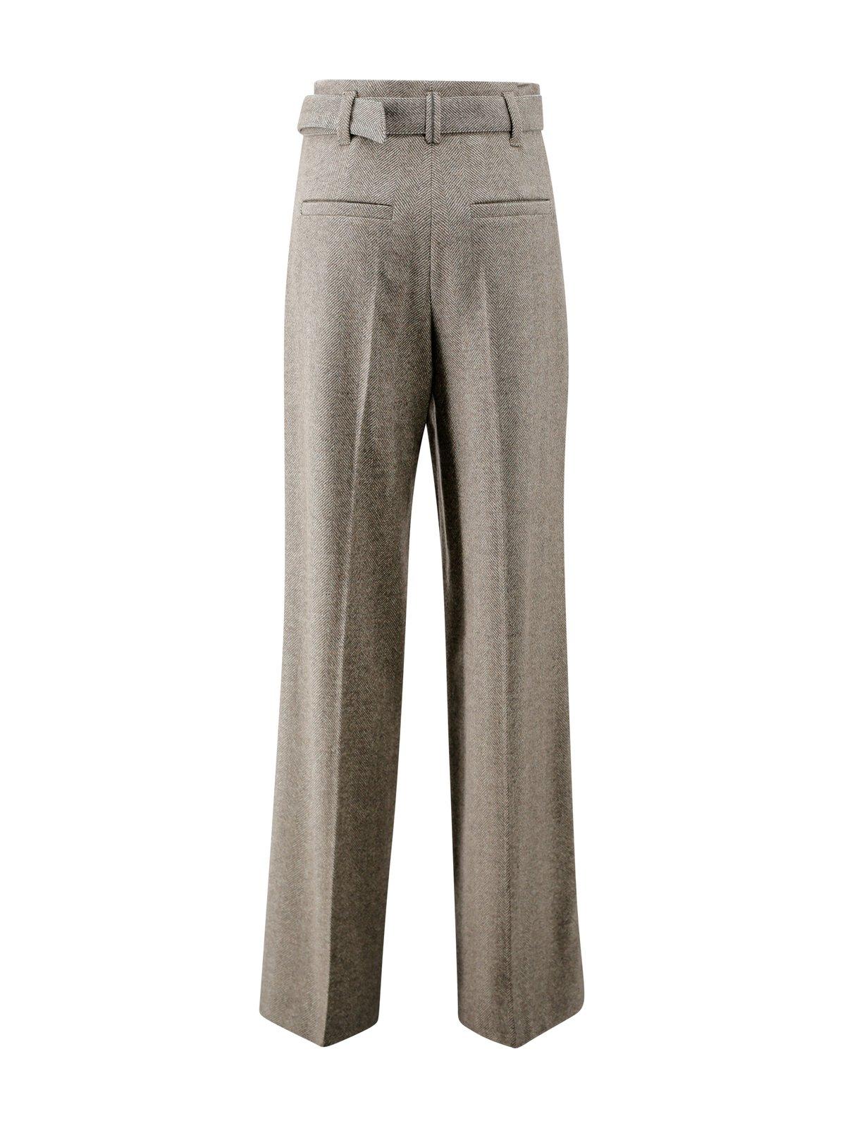 BRUNELLO CUCINELLI CHEVRON LOOSE FIT BELTED TROUSERS 