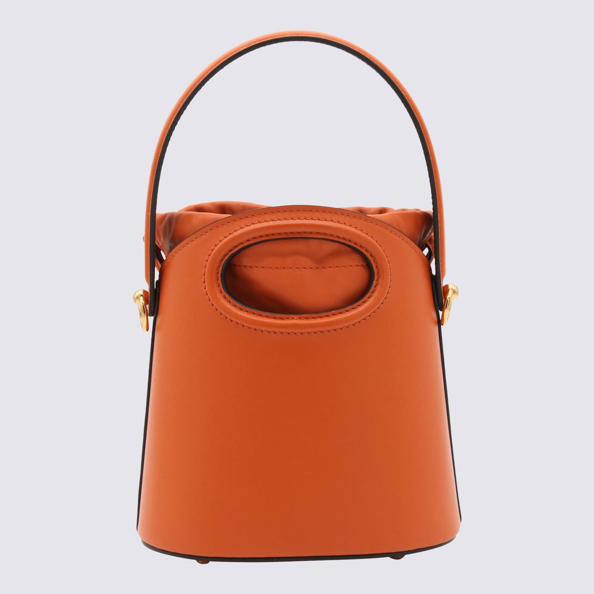 Shop Etro Orange Leather Saturno Bucket Bag