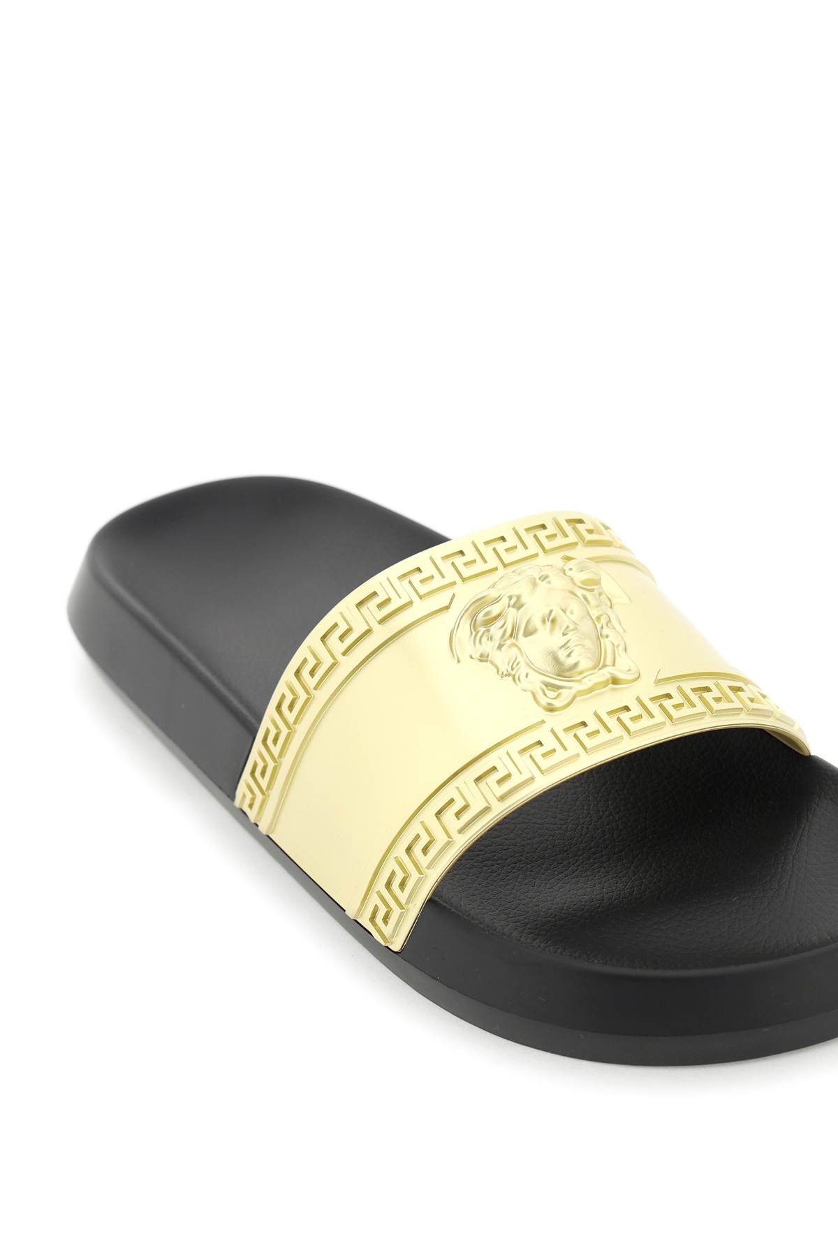 Shop Versace Palazzo Rubber Slides In Golden