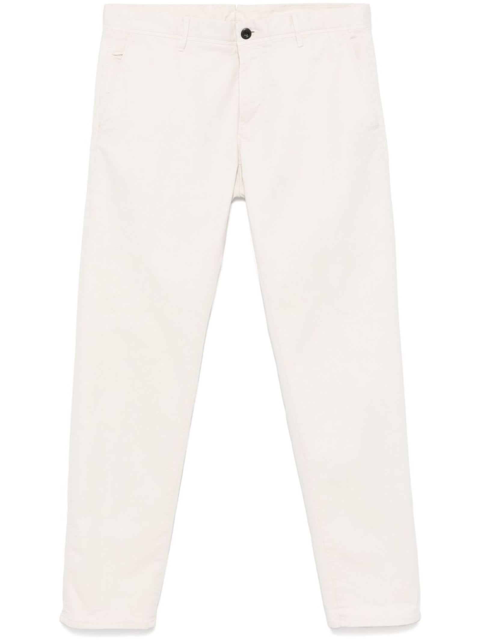 Cream White Cotton Blend Chino Trousers