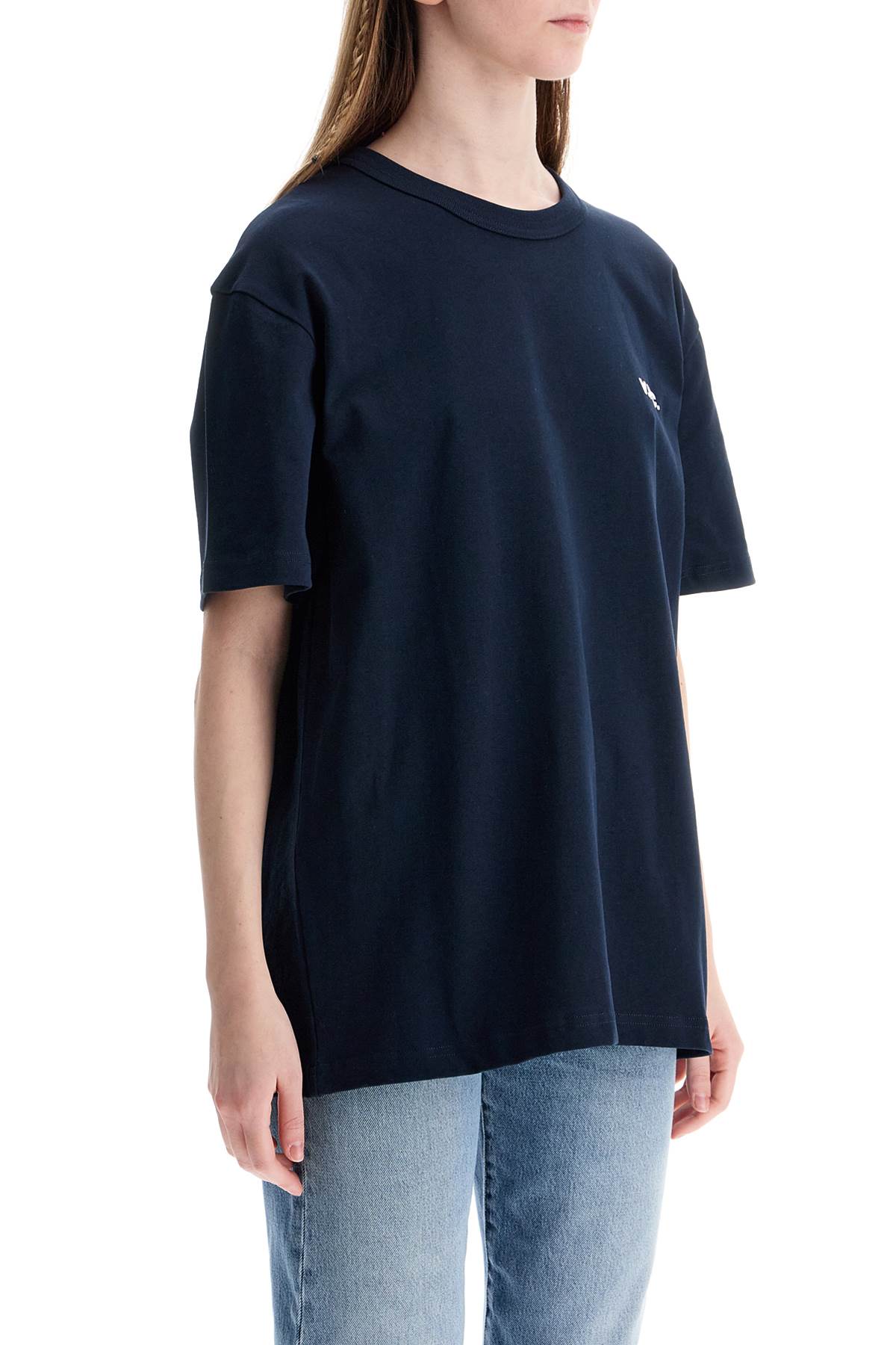 A. P.C. T-shirt In Cotone Biologico Blu Scuro Con Logo Ricamato