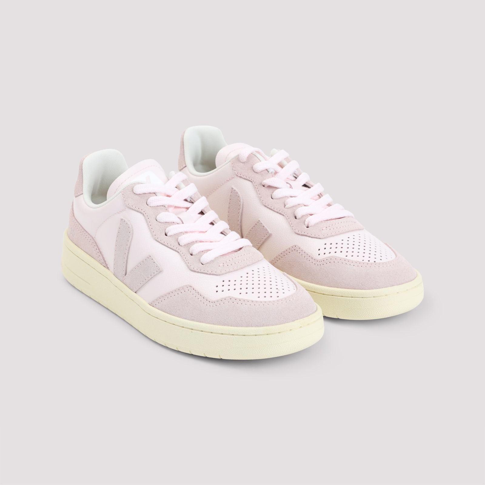 Veja White And Pink Elevated Sneakers With Textured Detailing