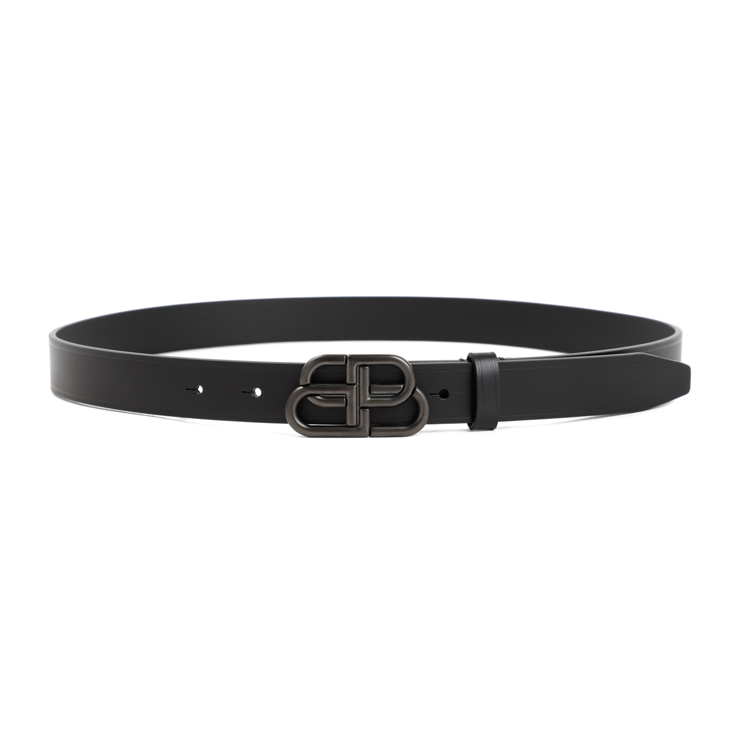 Shop Balenciaga Leather Bb Belt In Black