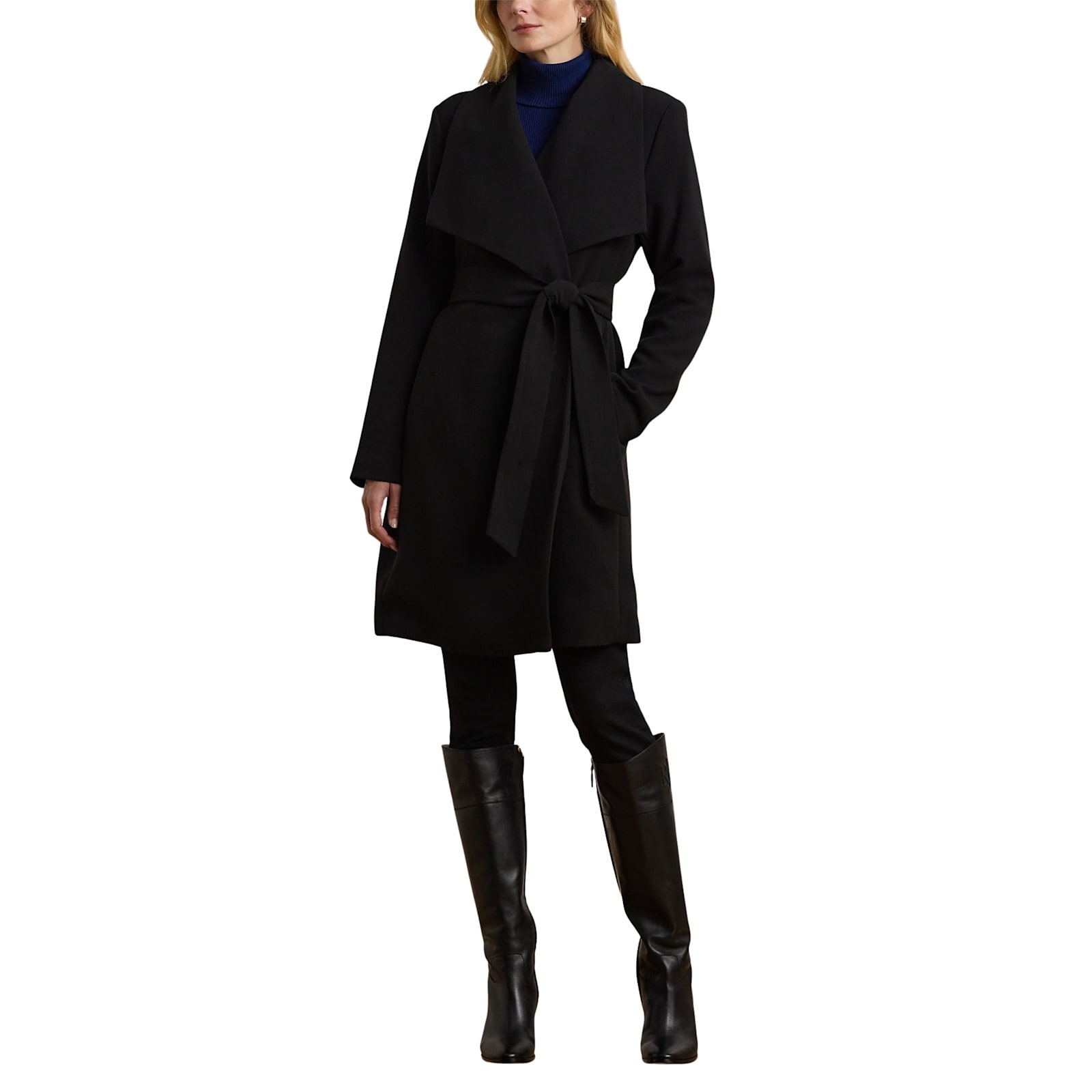 Ralph Lauren Drfr Crp 36 Lined Coat In Black