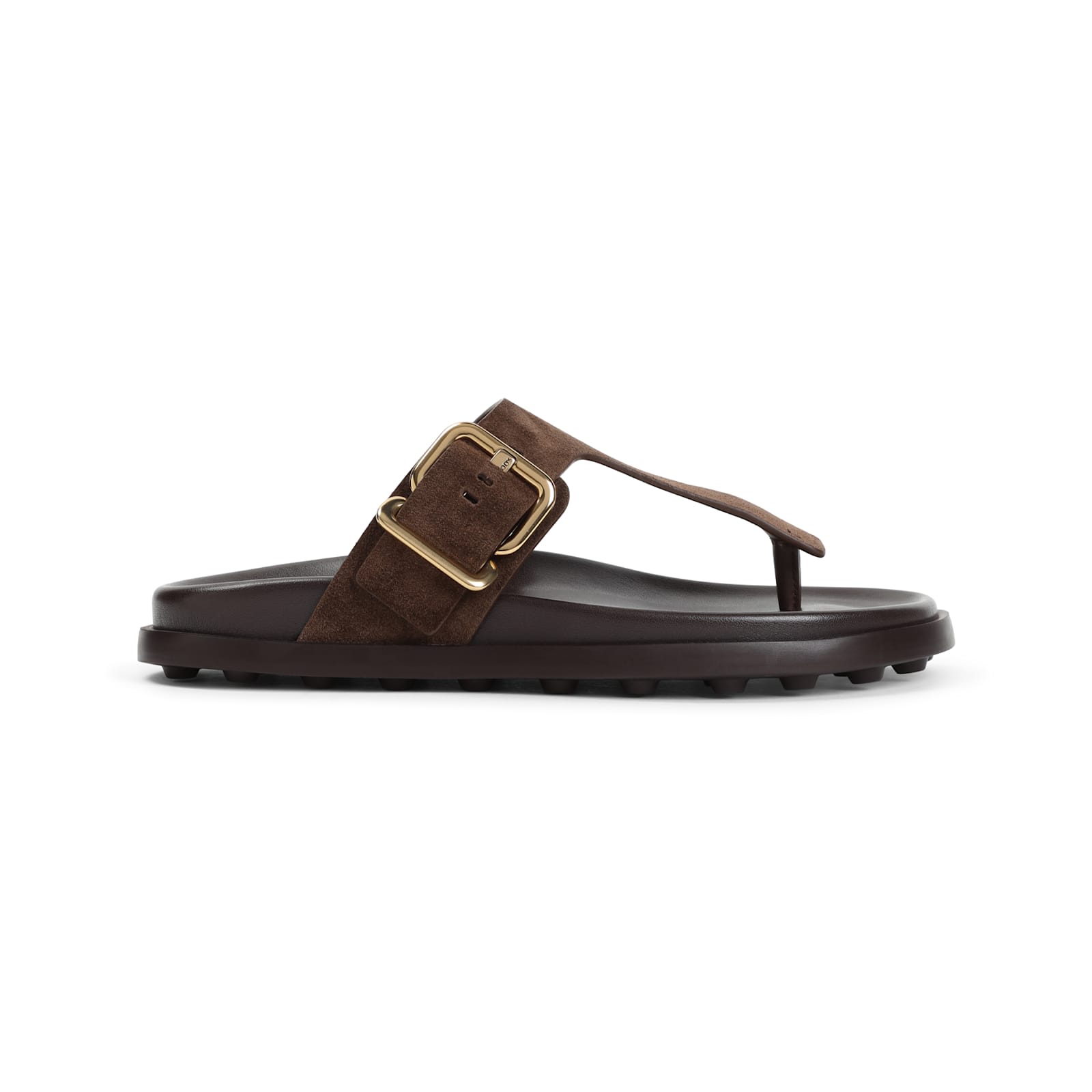 Tod's Buckle Detail Flat Sole Open Toe Slide In Marrone Africa