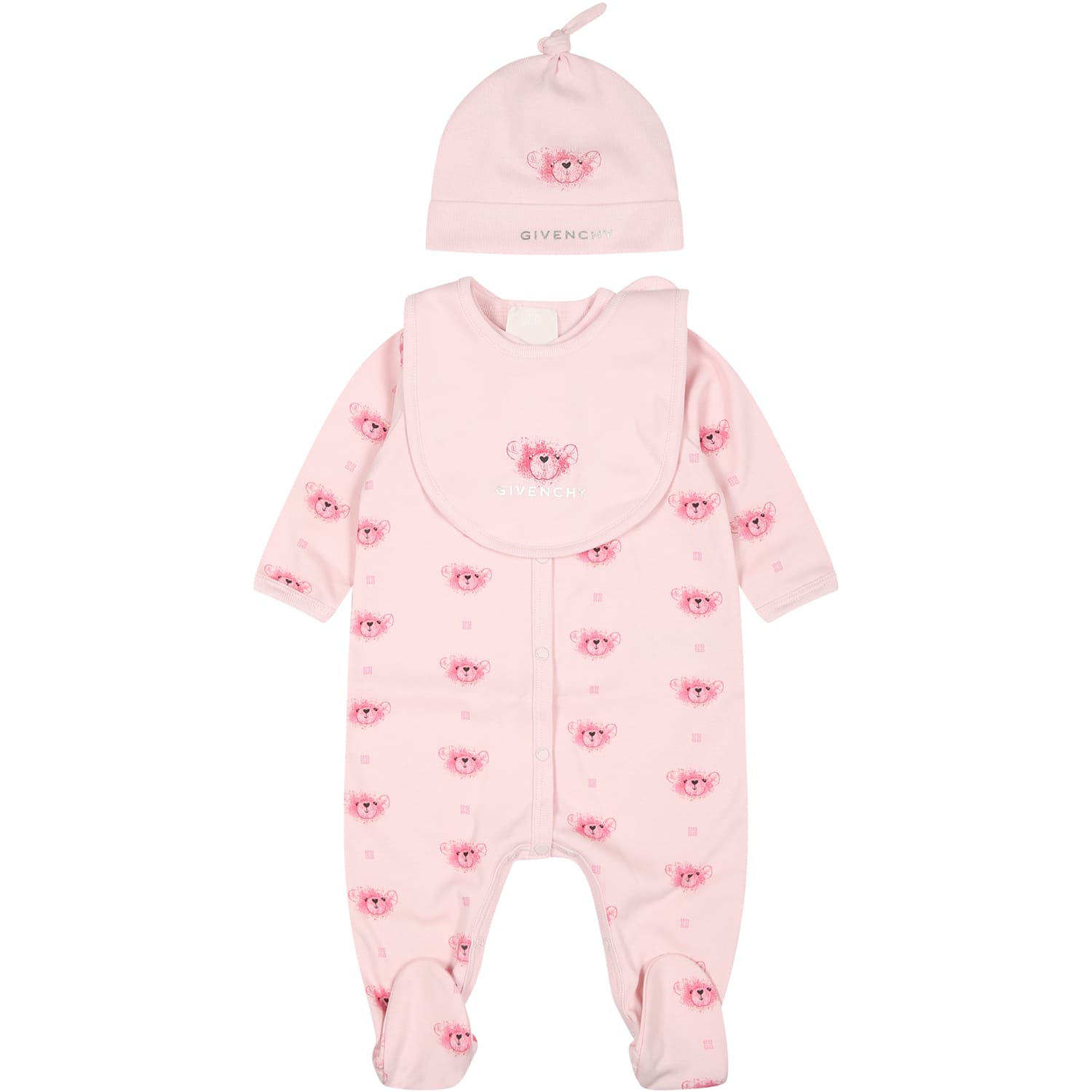 Givenchy Kids' Pink Set For Baby Girl With Logo