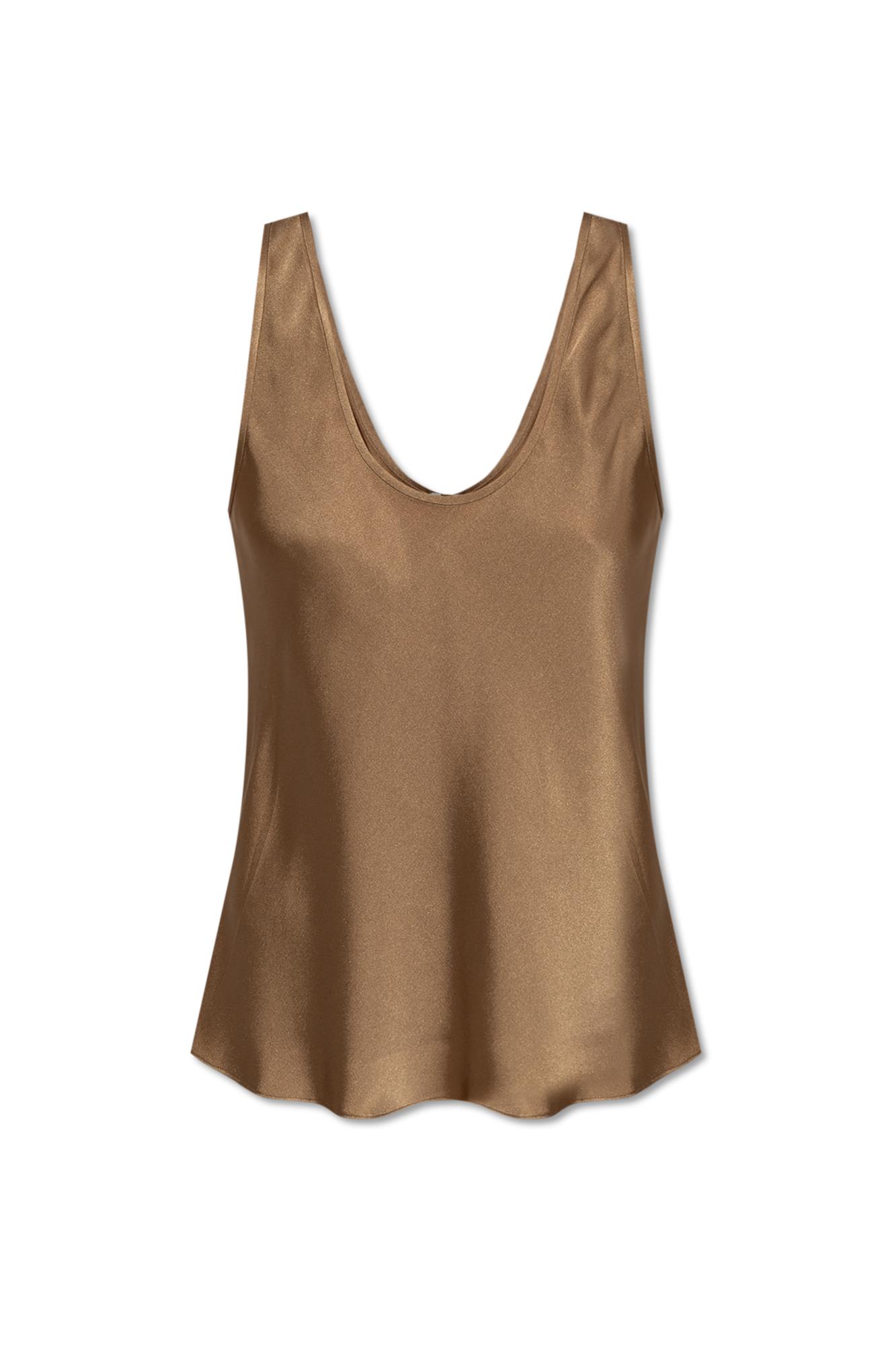 Shop Anine Bing Silk Top Lea In Marrone