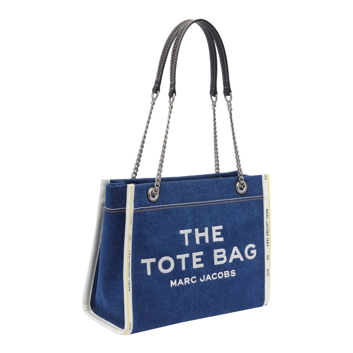 Shop Marc Jacobs The Denim Chain Medium Tote Bag In Blue