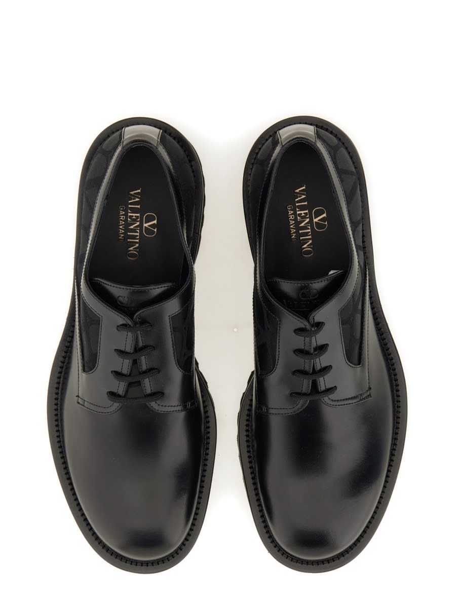 Valentino Garavani Derby Toile Loafers In Black