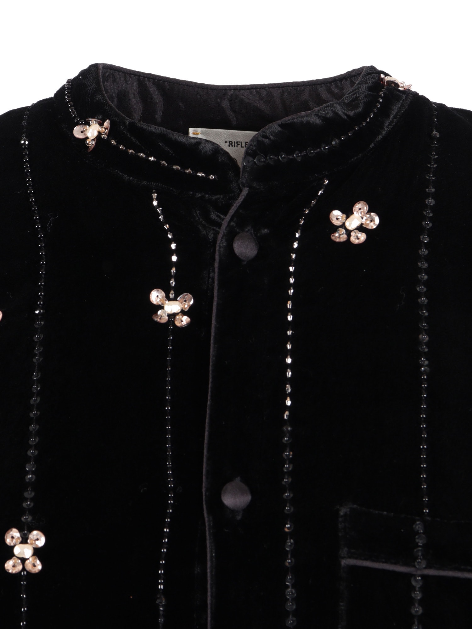 Forte Forte Velvet Pajama Shirt With Petites Etoiles Embroidery In Black