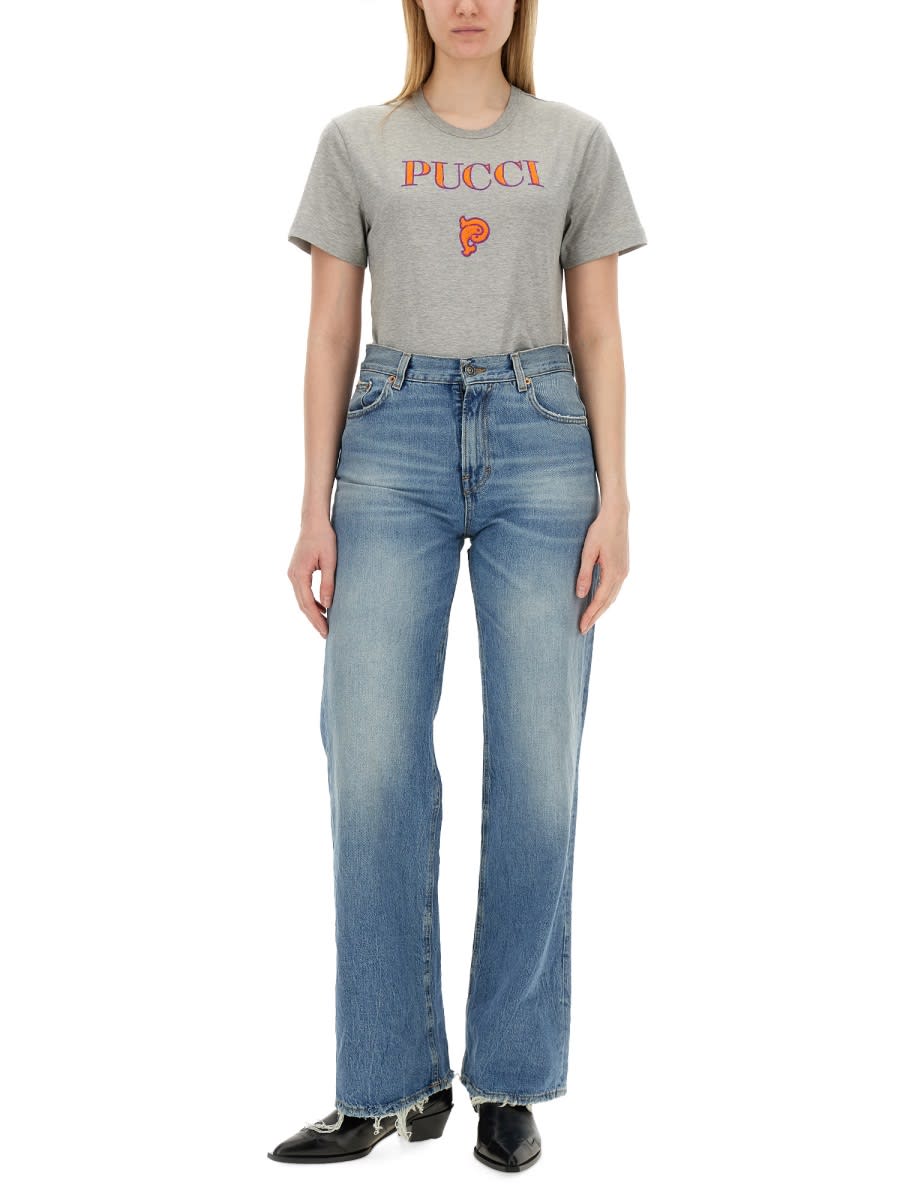 Shop Pucci T-shirt With Logo In Grey