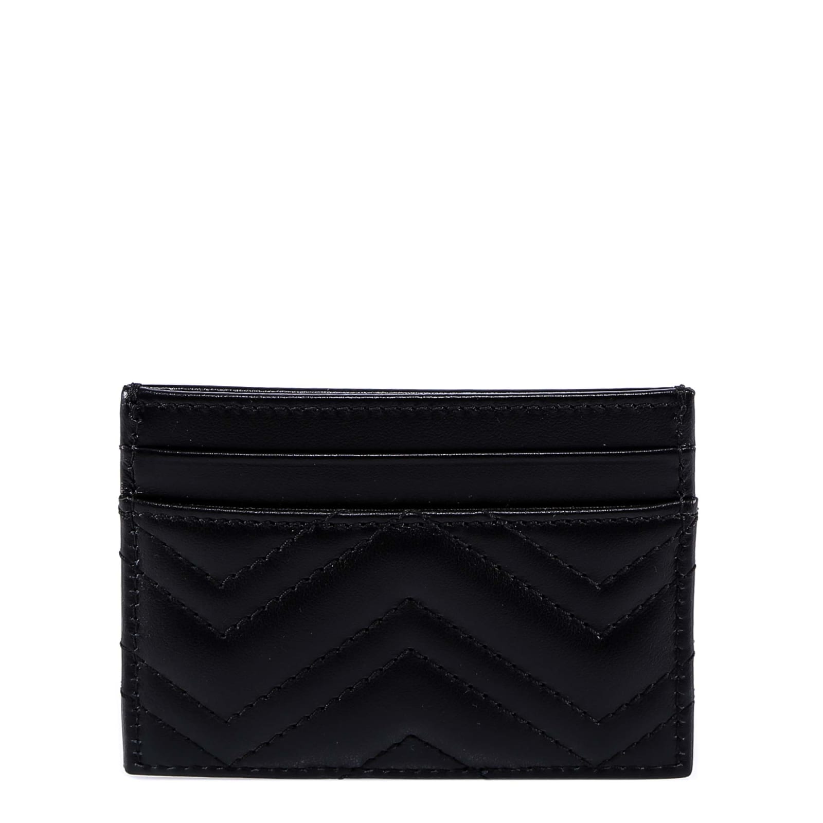 Gucci Gg Marmont Quilted Leather Card Holder In Black