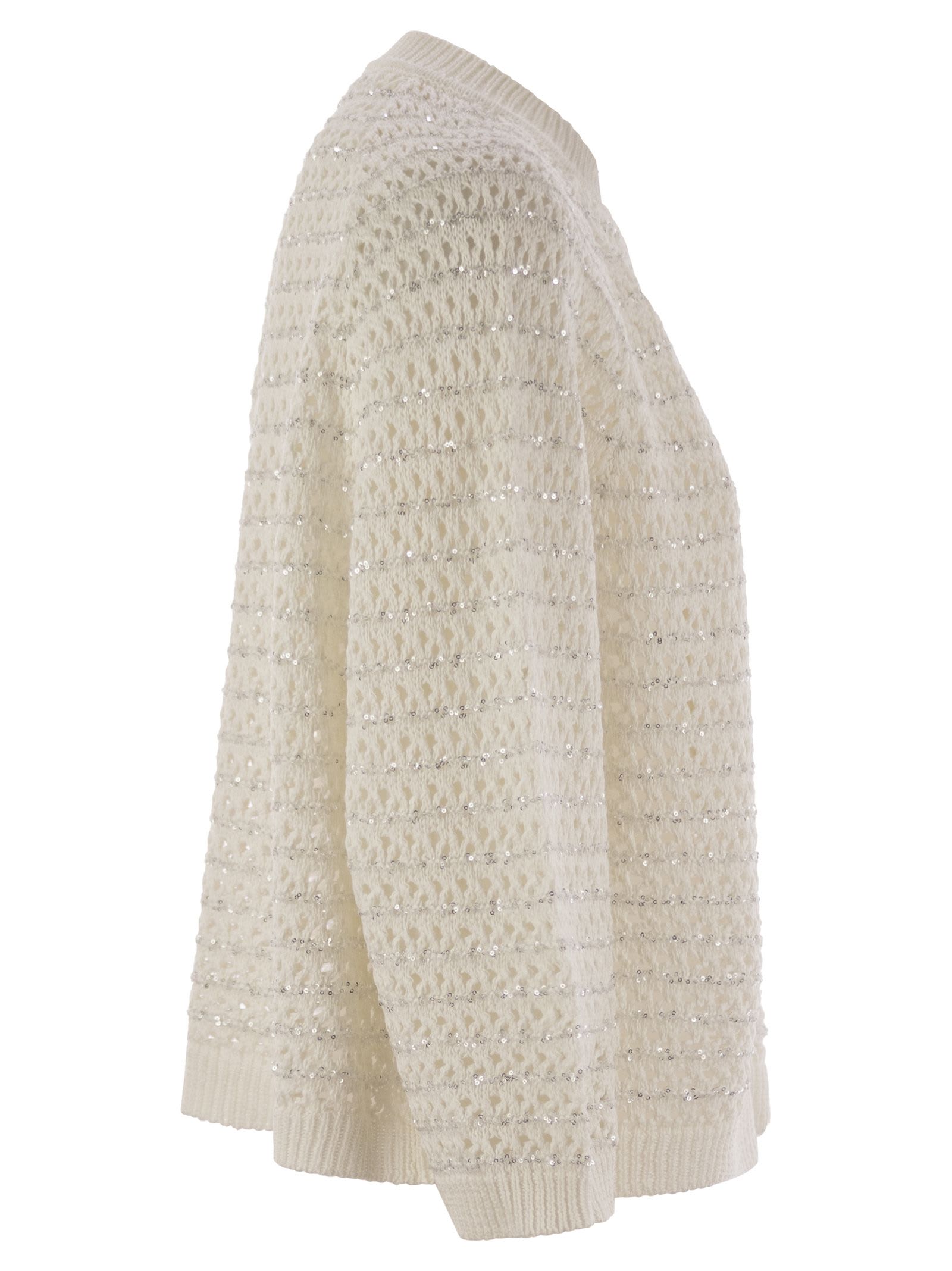 Fabiana Filippi Cotton Open Cardigan With Sequins In White