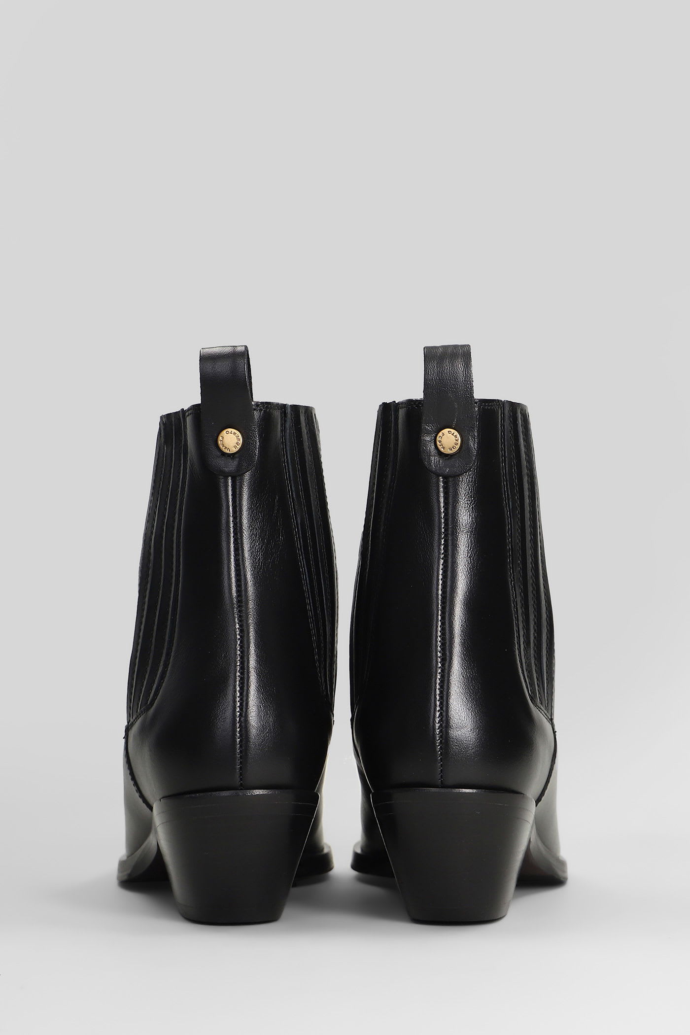 Roberto Festa Aurea Texan Ankle Boots In Black Leather In Multi