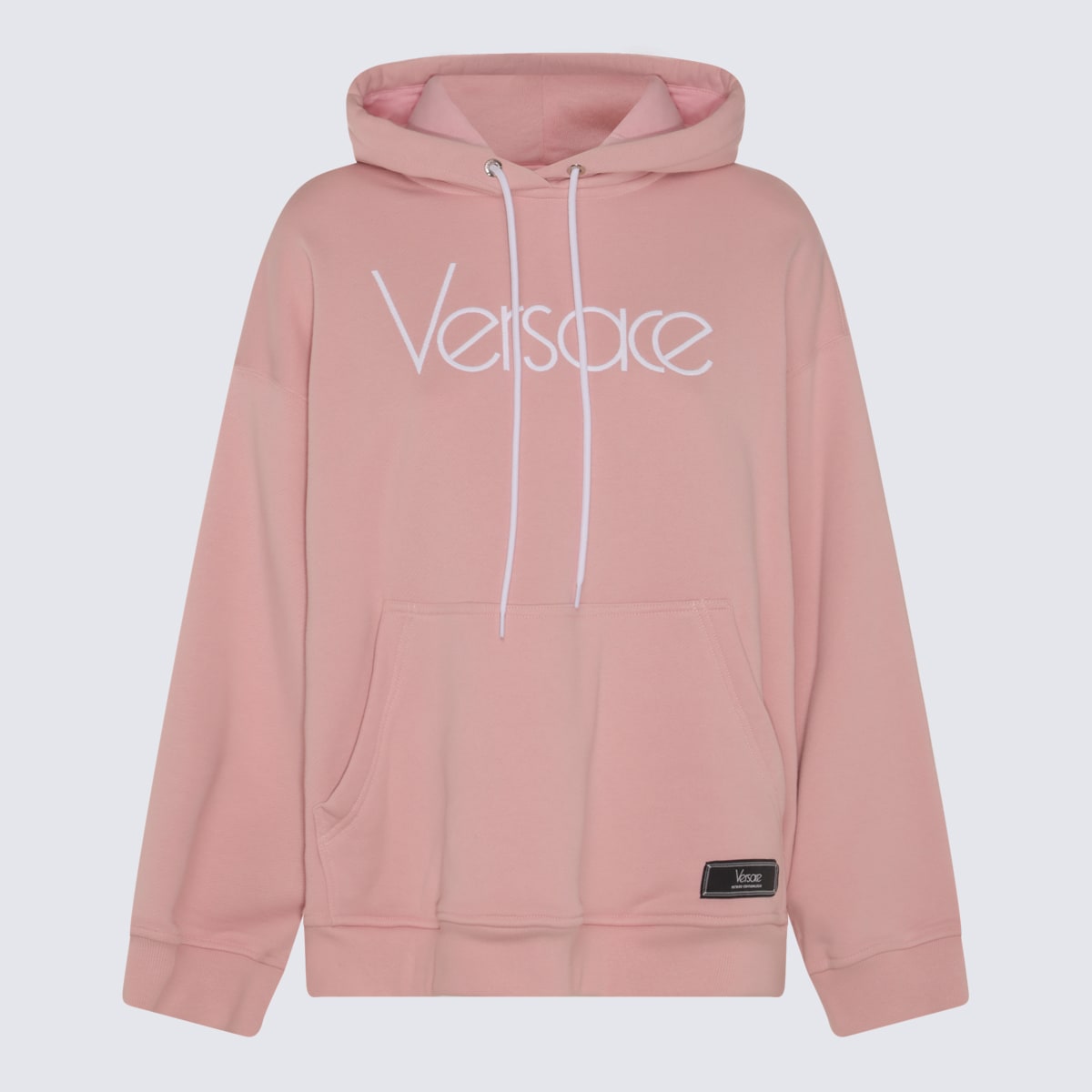 Shop Versace Pink And White Cotton Sweatshirt In Pink+white