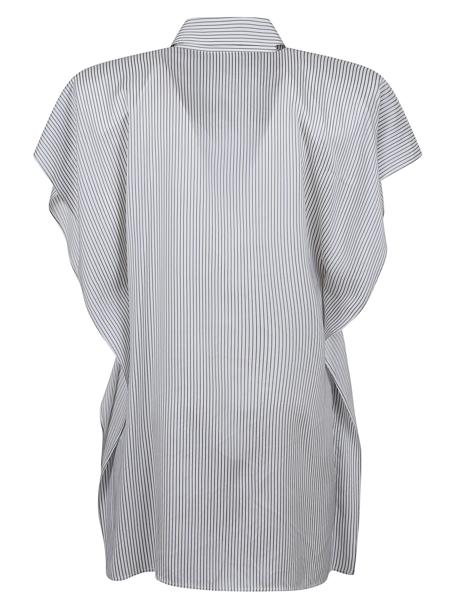 Stella Mccartney Striped Dress With Padded Shoulders In White Steel