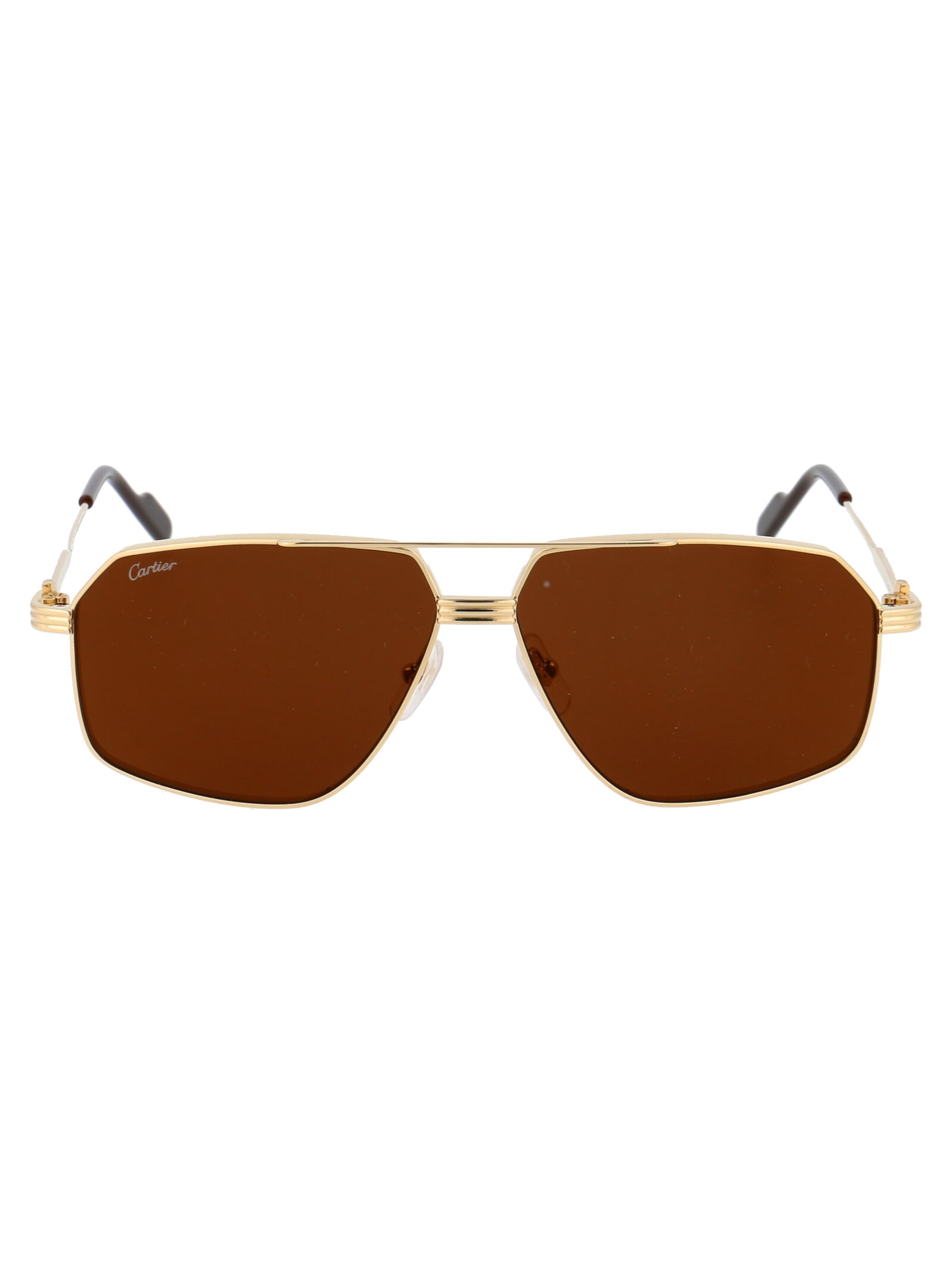 Shop Cartier Ct0270s Sunglasses In 002 Gold Gold Brown