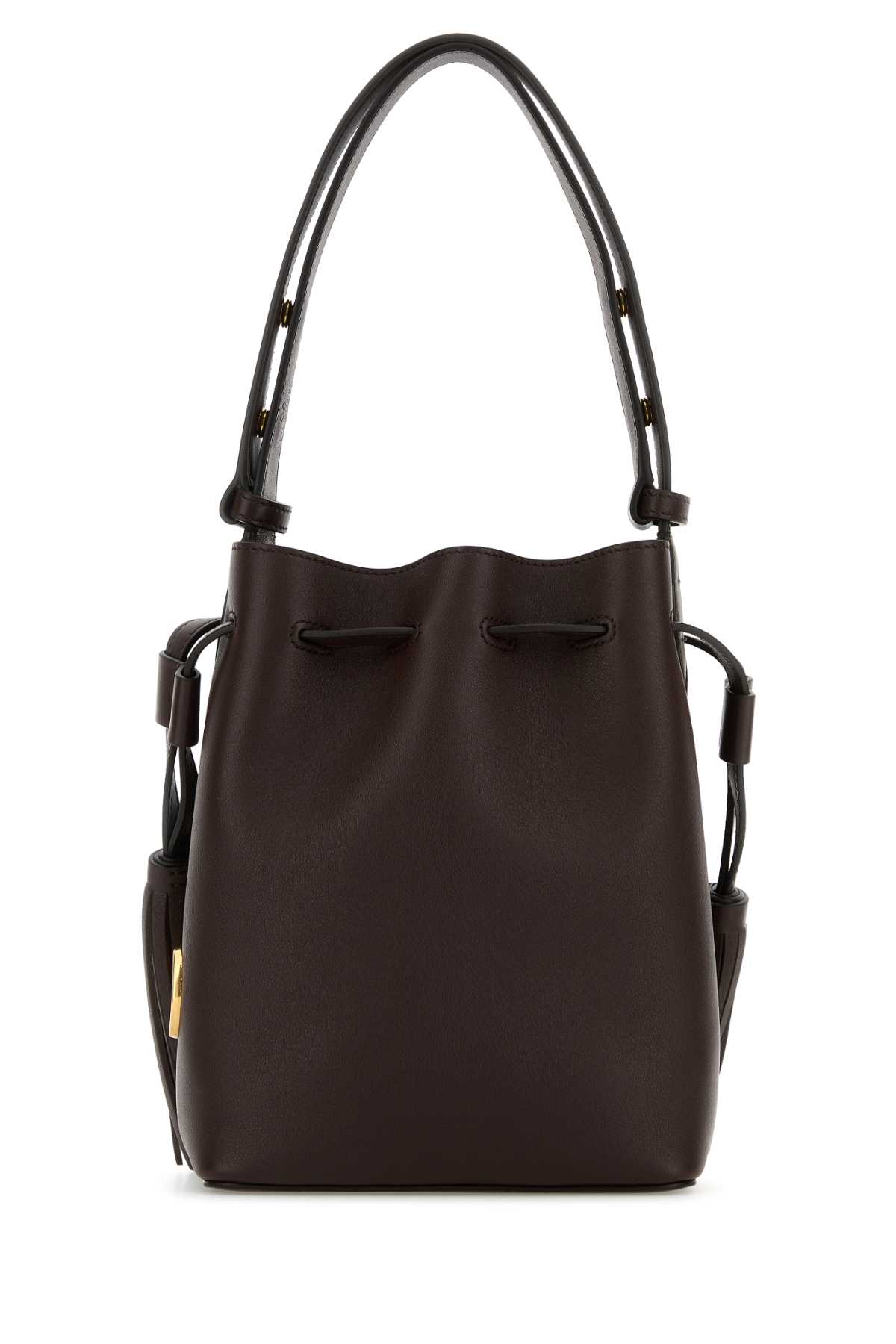 Valentino Drawstring Tassel-embellished Leather Shoulder Bag In Brown