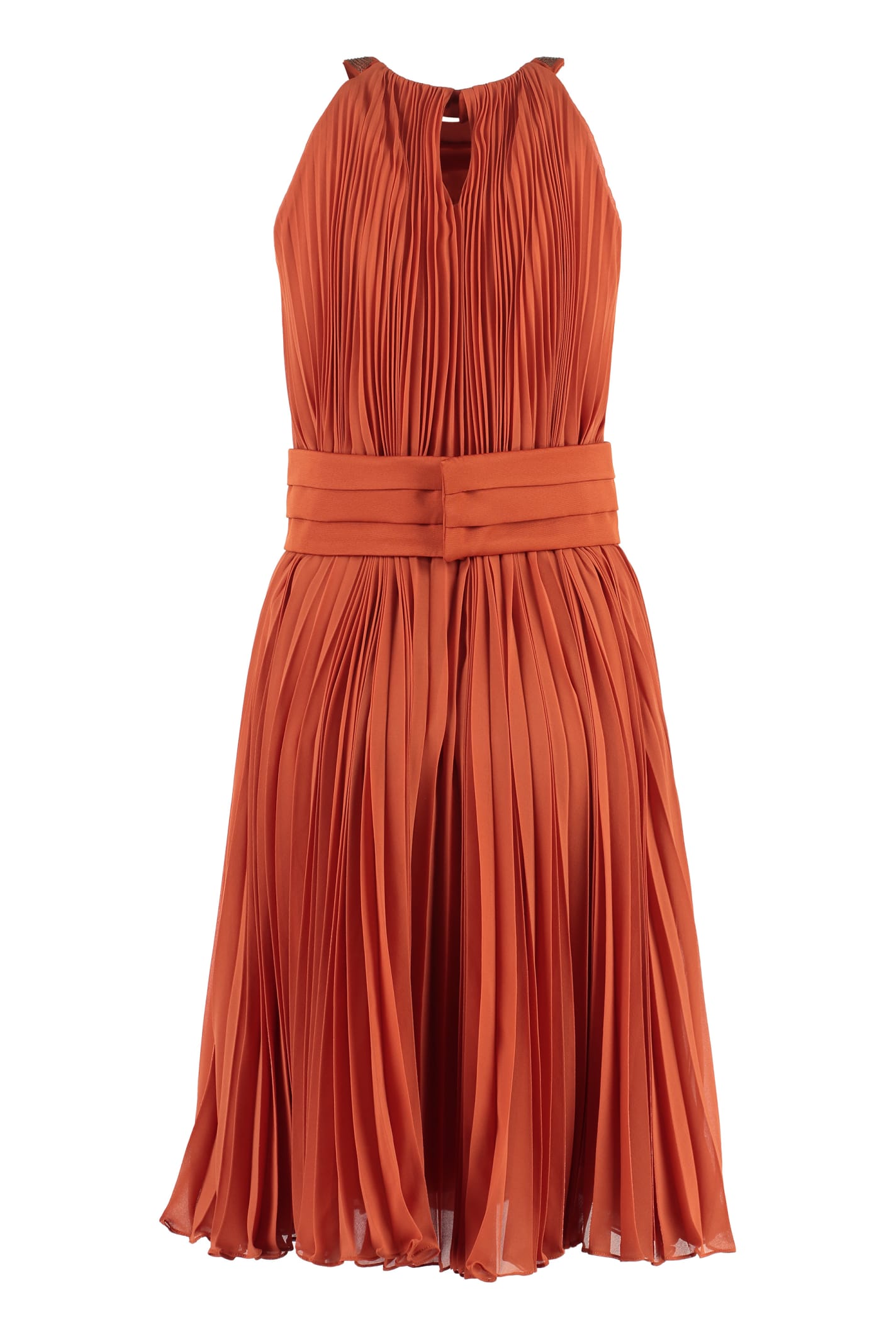 Shop Max Mara Golena Pleated Dress In Orange