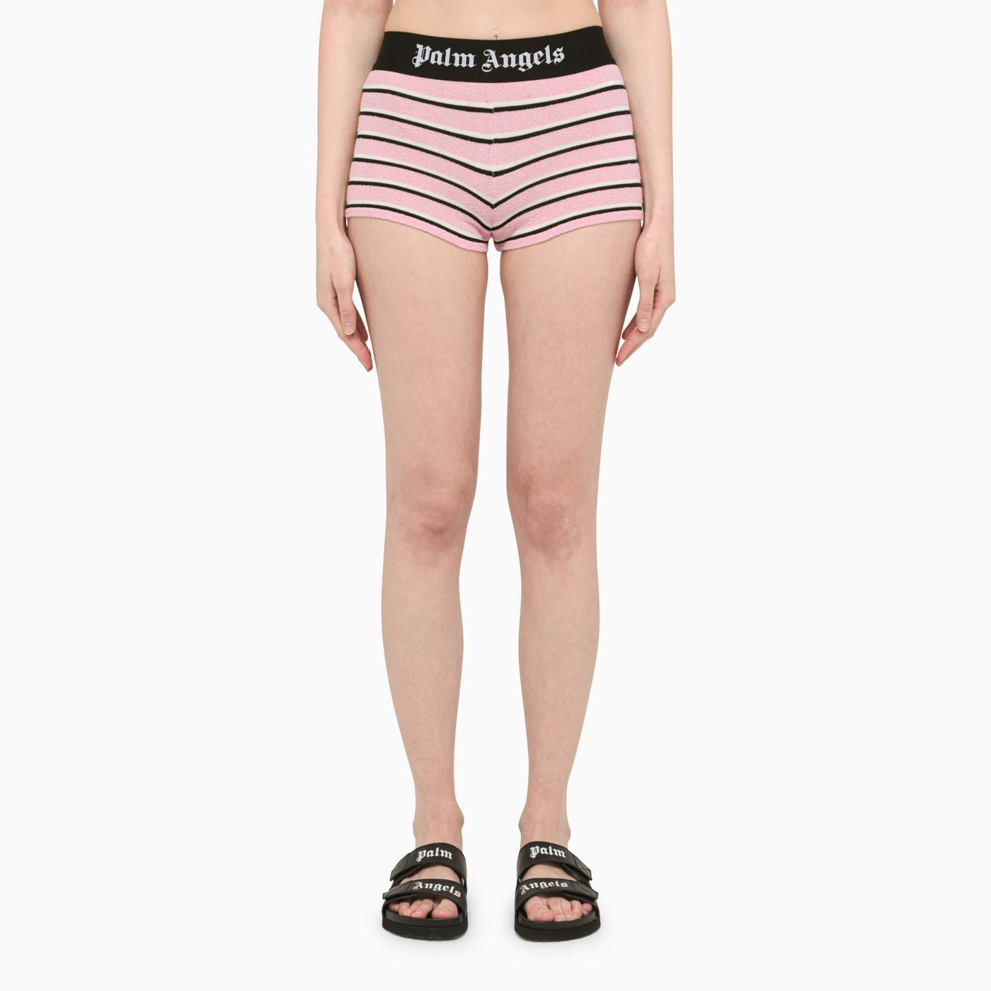 Palm Angels Pink/black Striped Shorts