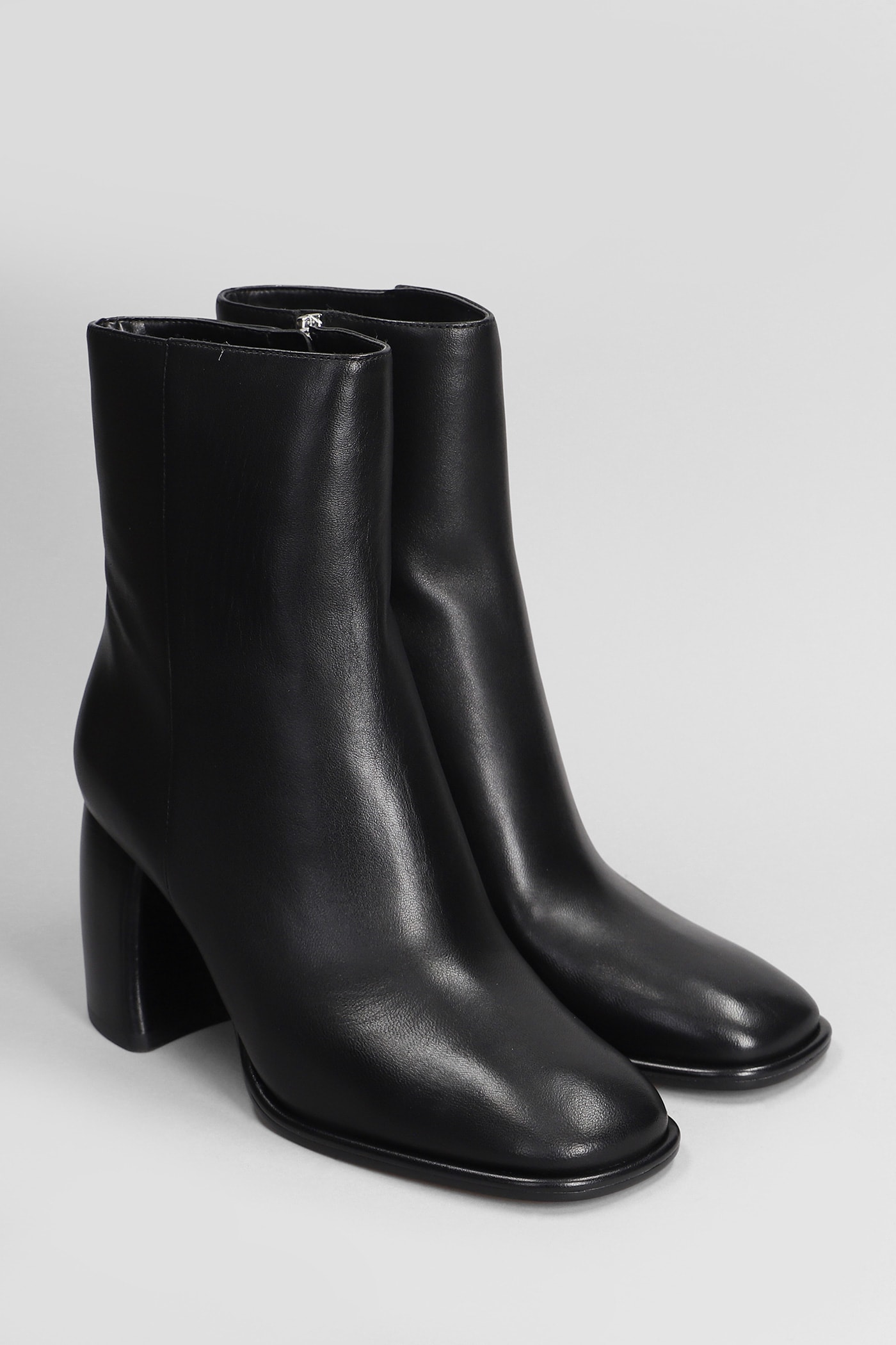 Michael Kors Leather Ankle Boots With Heel In Black