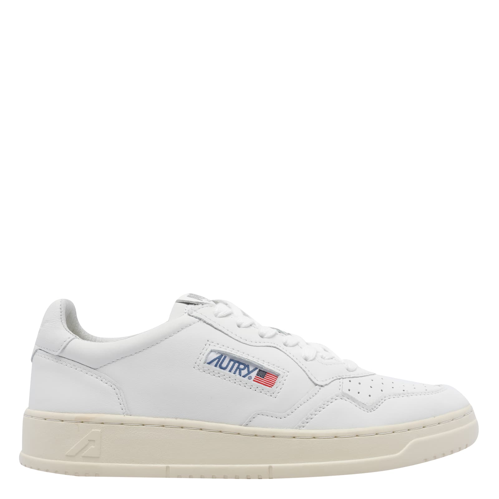Autry Leather Low-top Sneakers With Perforated Toe Box In White
