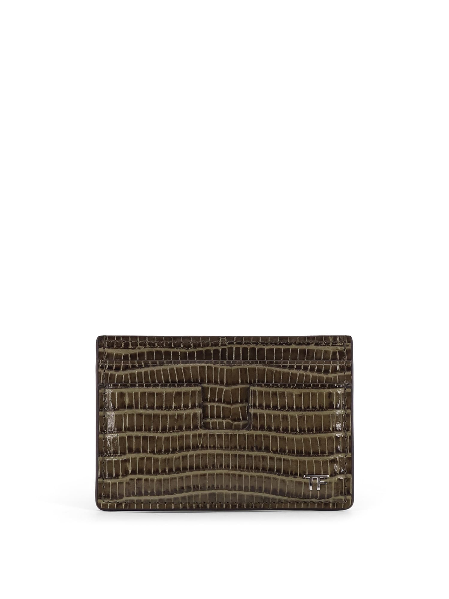 Tom Ford Crocodile-embossed Calf Leather Card Wallet In Brown