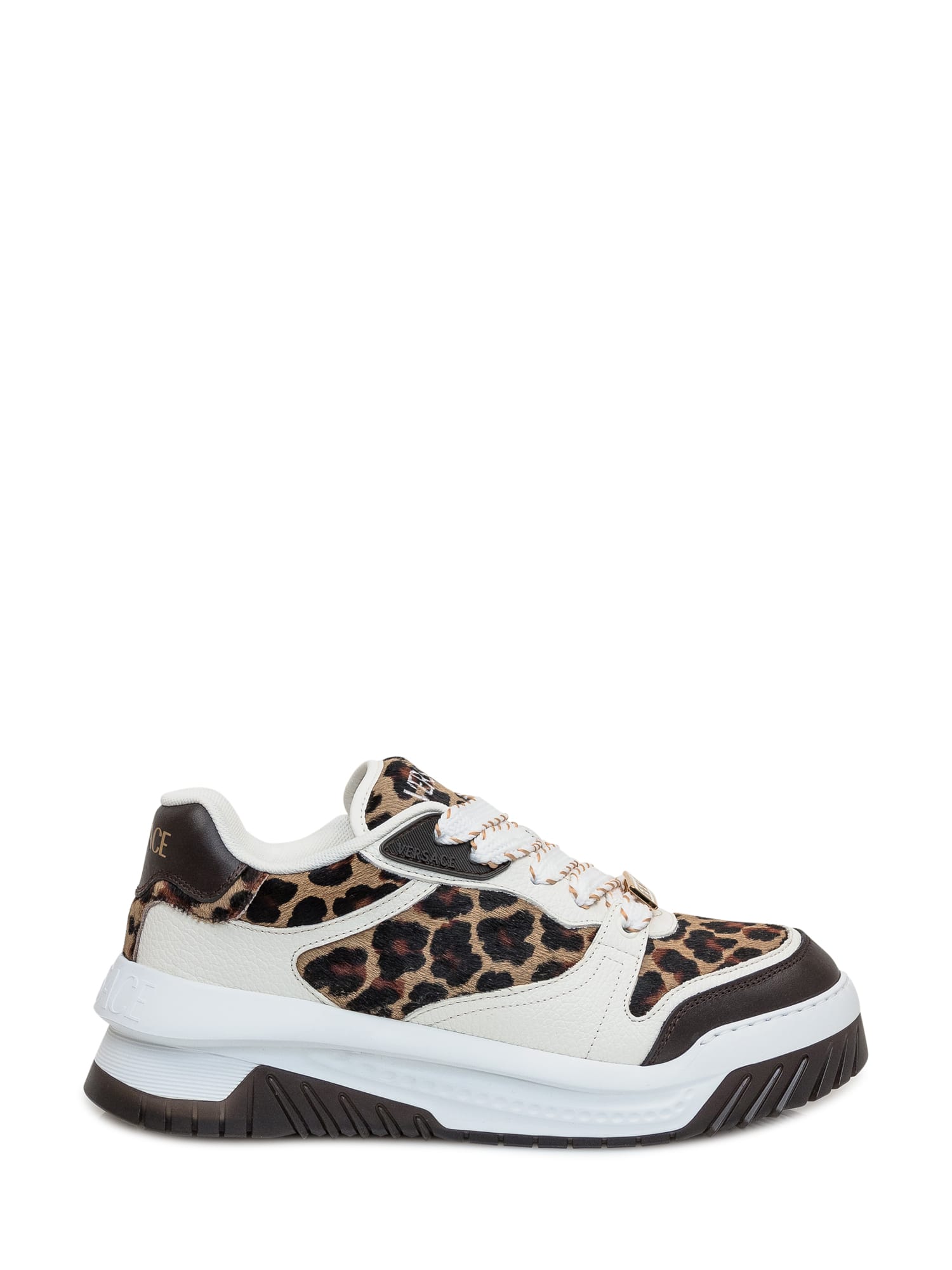 Shop Versace Odissea Sneaker In Ebano-ivory- Gold