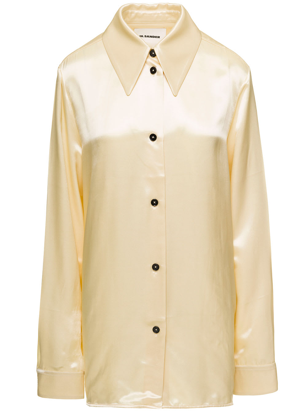 Shop Jil Sander Ivory Loose Shirt With Pointed Collar In Silk Woman In Neutrals