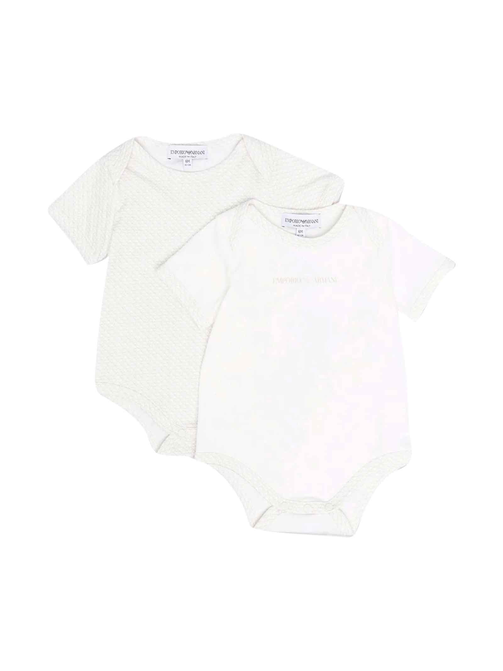 Emporio Armani Pair Of Beige Newborn Bodysuits