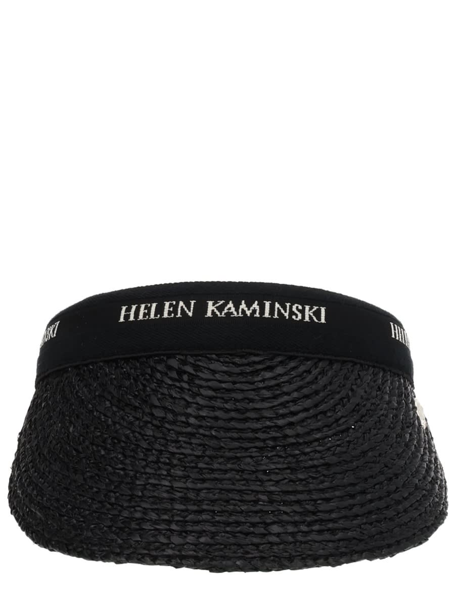 Helen Kaminski White 8 Visor Hat In Black